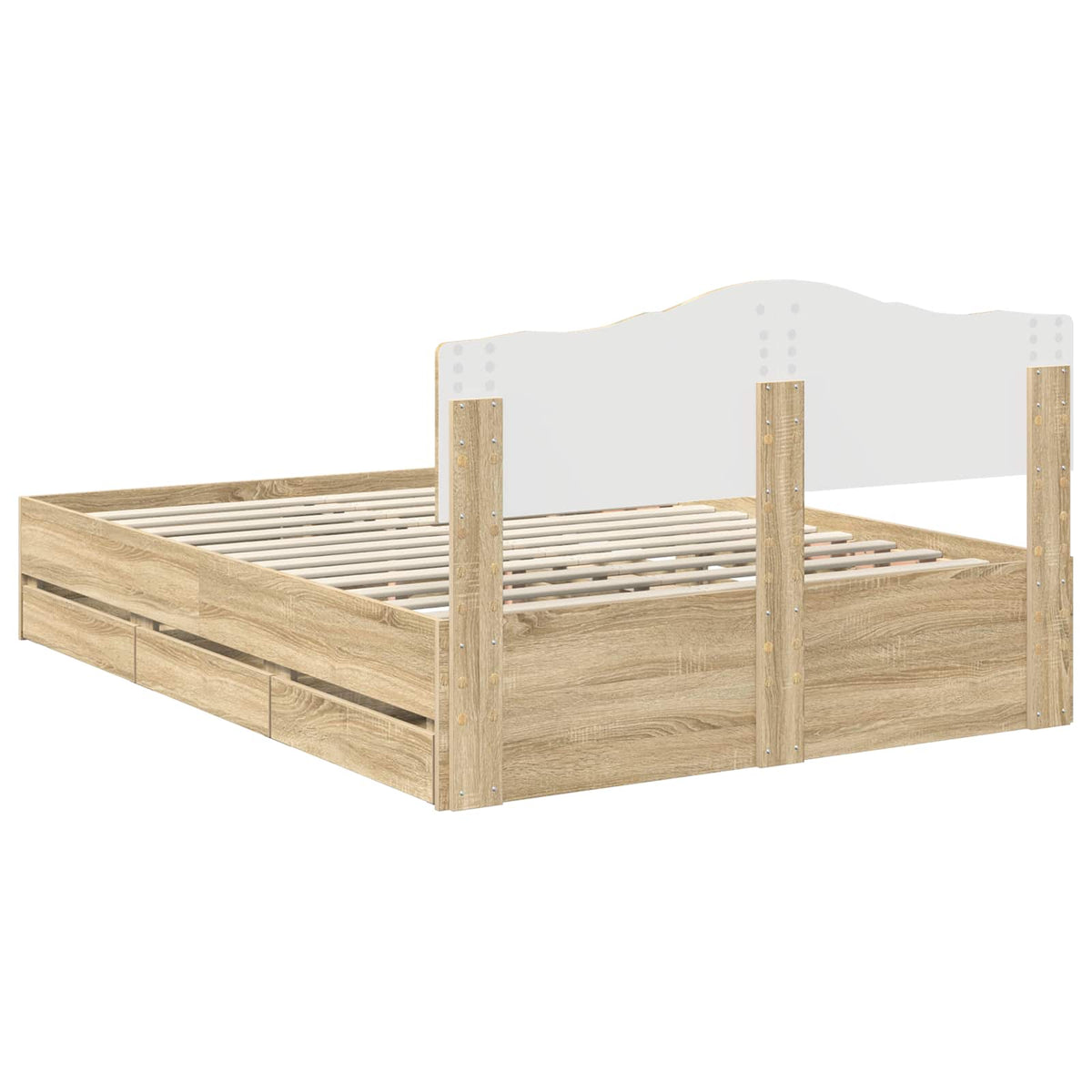 Bed Frame with Drawer Sonoma Oak 150 x 200 cm Engineered Wood