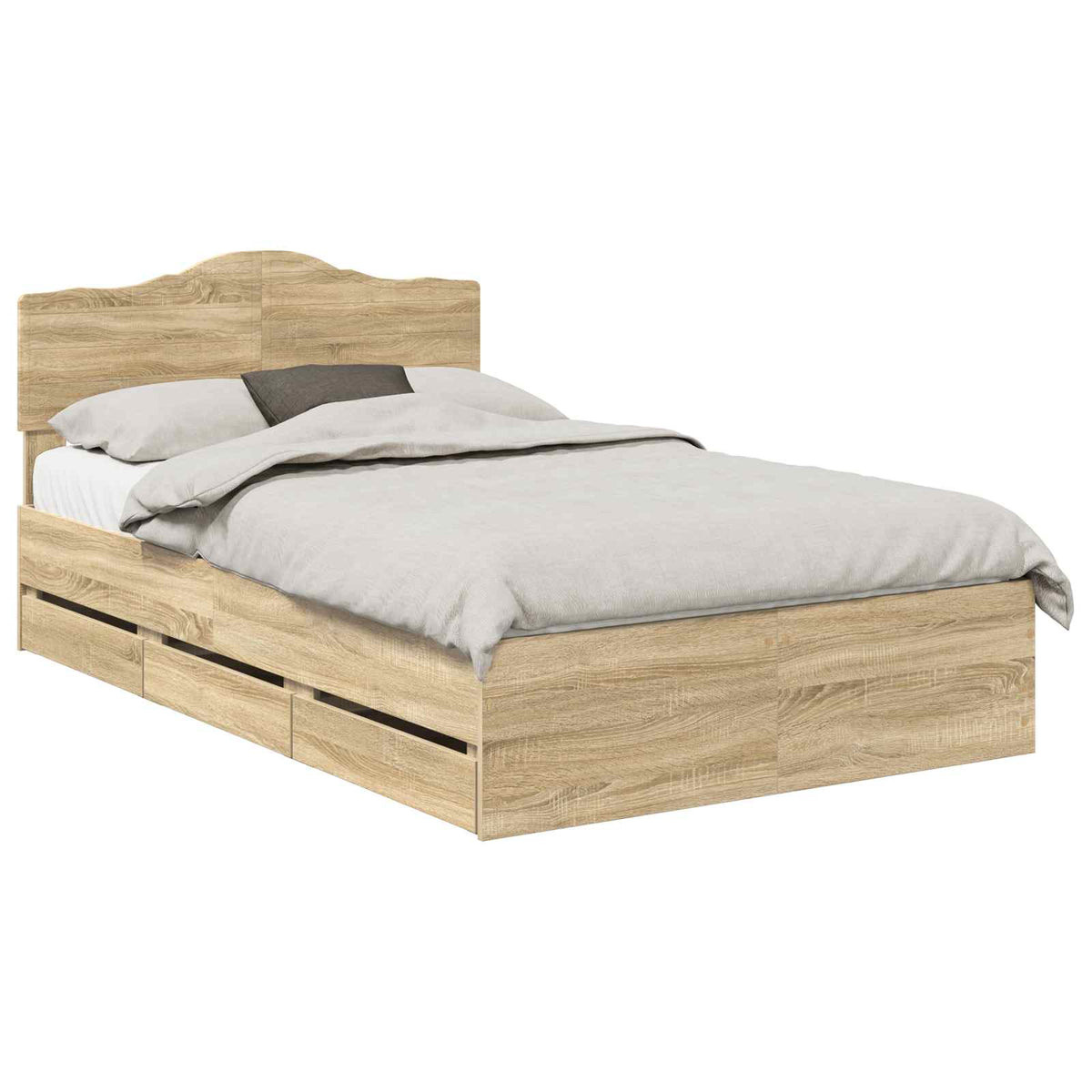 Bed Frame with Drawer Sonoma Oak 135 x 190 cm Engineered Wood