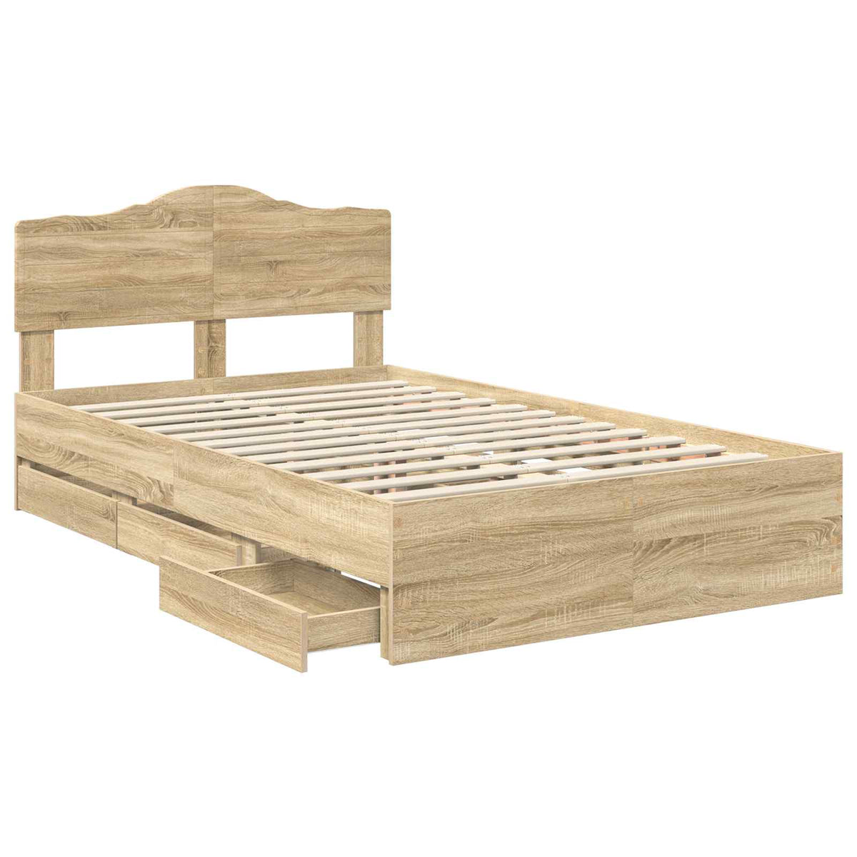 Bed Frame with Drawer Sonoma Oak 135 x 190 cm Engineered Wood