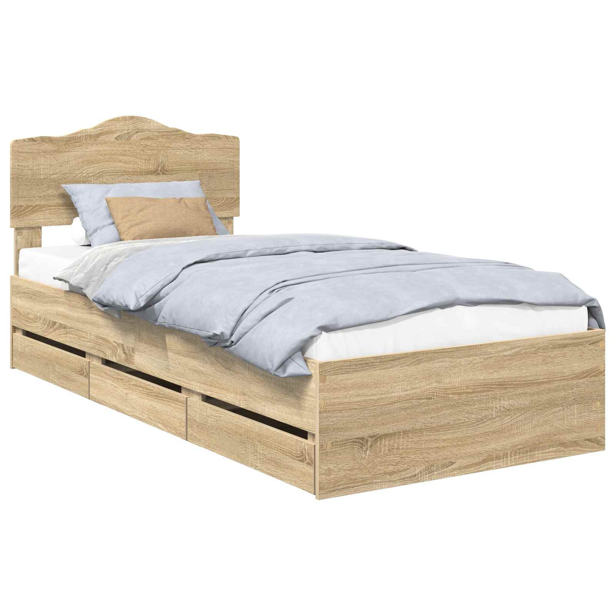 Bed Frame with Drawer Sonoma Oak 90 x 200 cm Engineered Wood