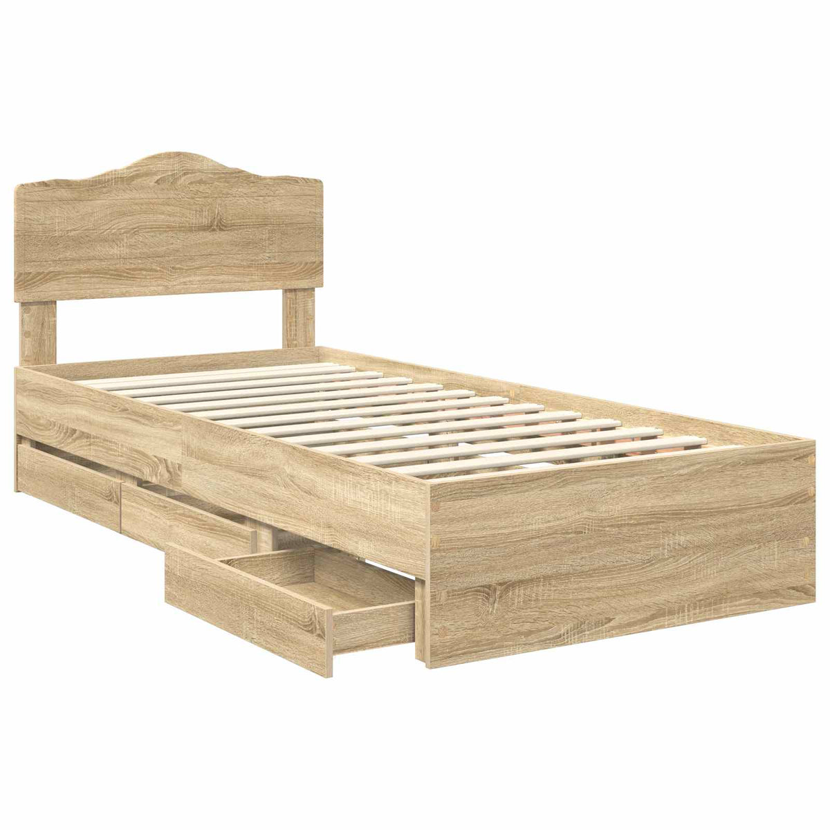 Bed Frame with Drawer Sonoma Oak 90 x 200 cm Engineered Wood