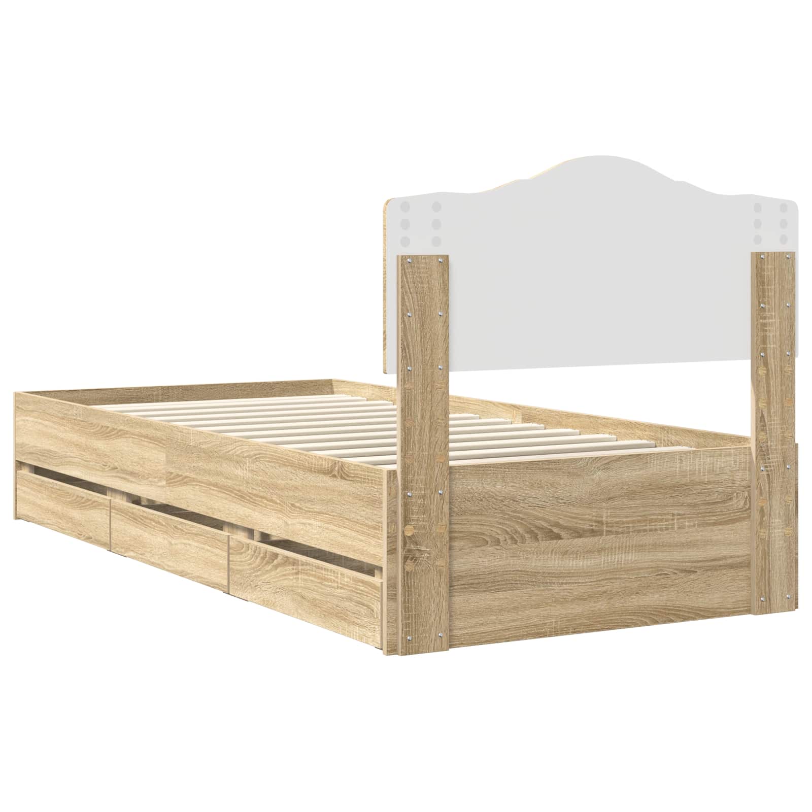 Bed Frame with Drawer Sonoma Oak 90 x 200 cm Engineered Wood