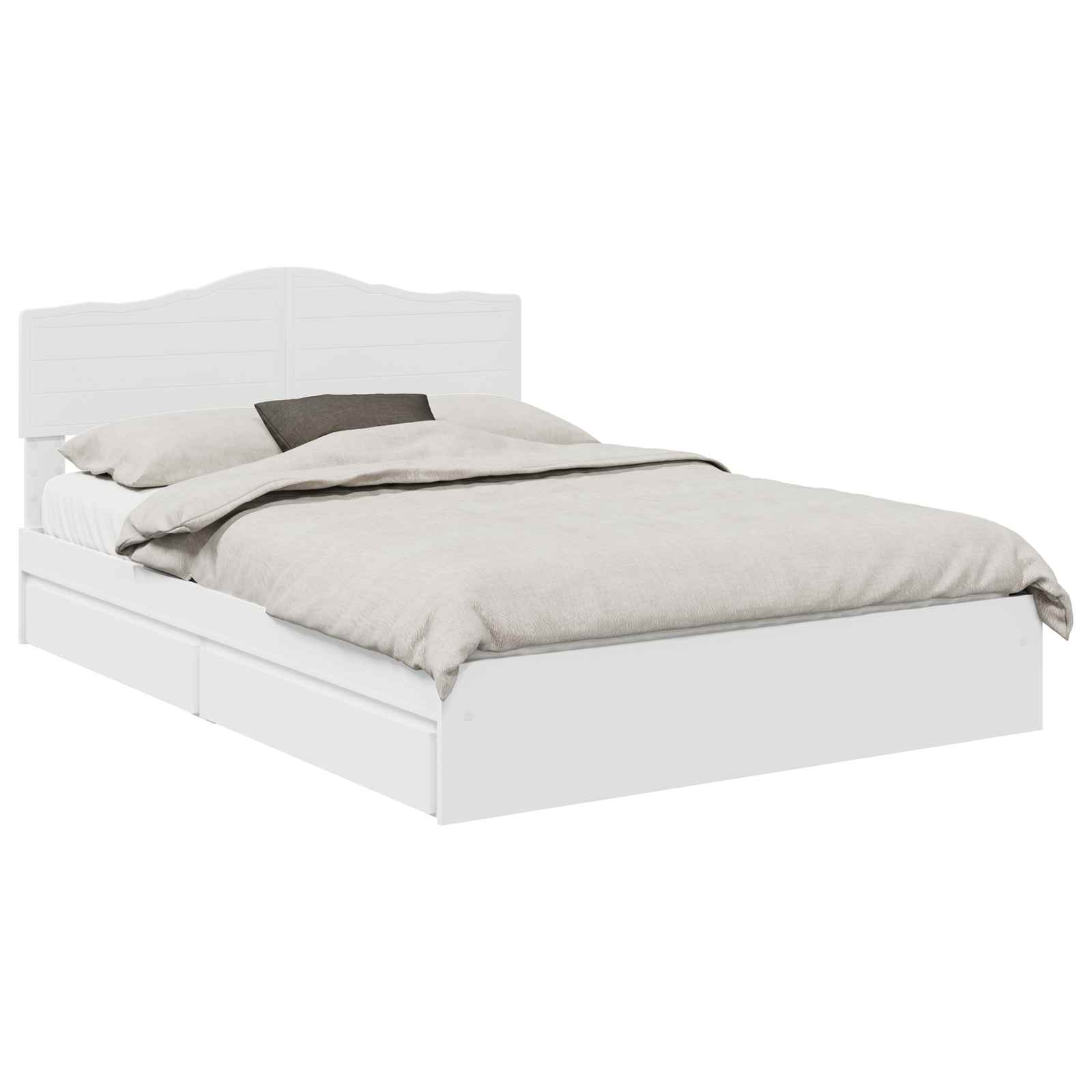 Storage Bed with Headboard White 150 x 200 cm Engineered Wood