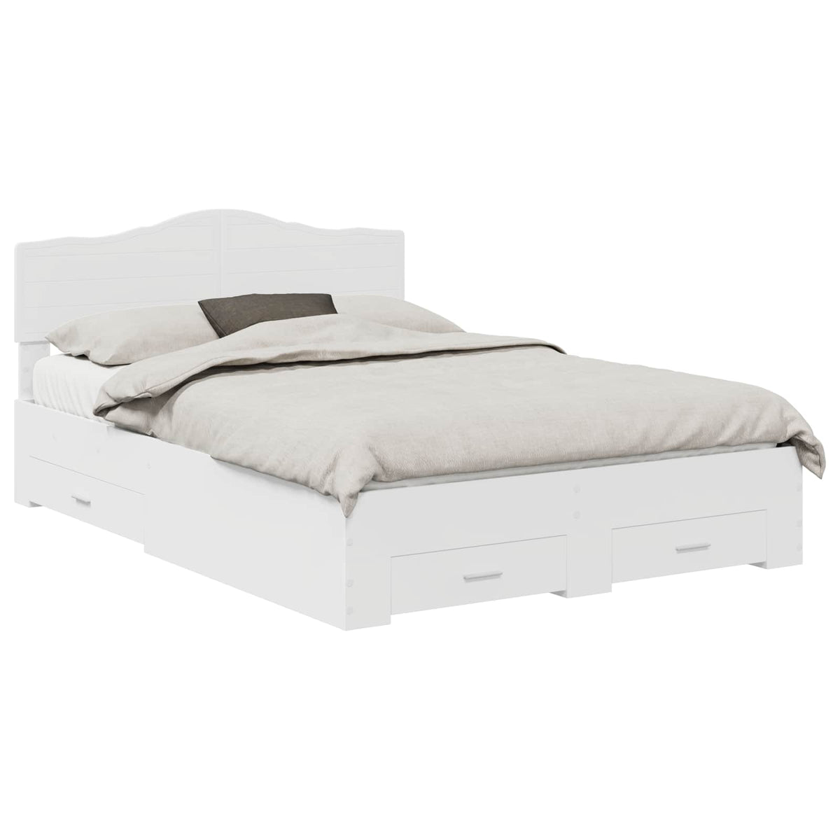 Bed Frame with Headboard White 150 x 200 cm Engineered Wood