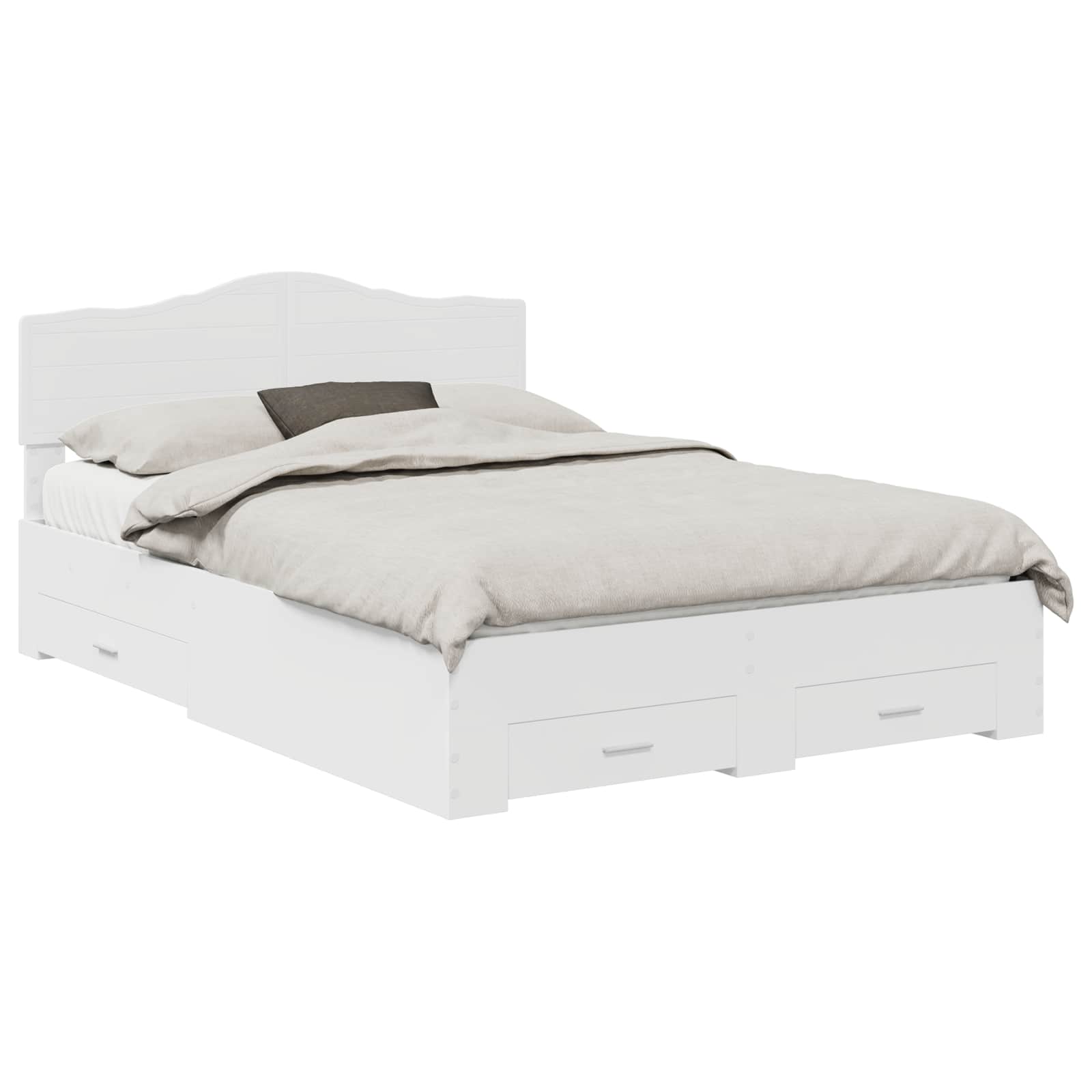 Bed Frame with Headboard White 150 x 200 cm Engineered Wood