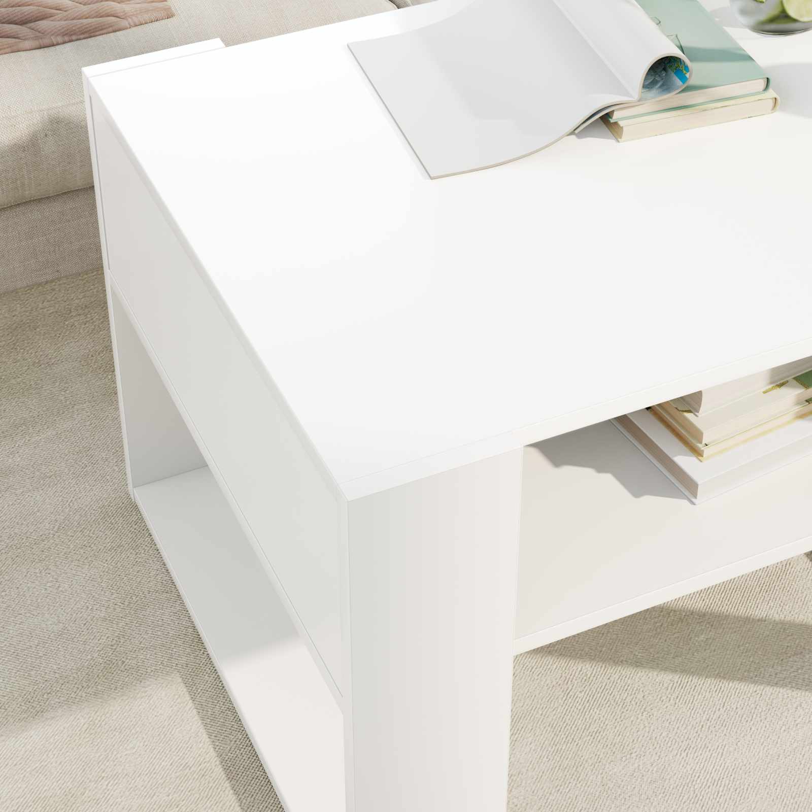 Coffee Table with Storage White 66 x 53 x 45 cm Engineered Wood