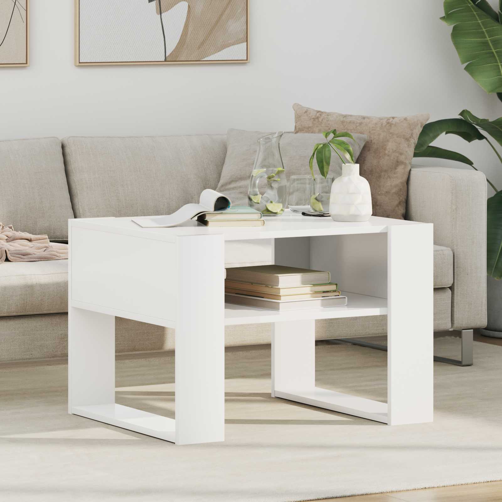 Coffee Table with Storage White 66 x 53 x 45 cm Engineered Wood