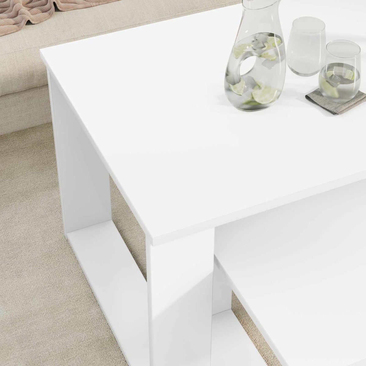 Coffee Table Set 2 pcs White Engineered Wood