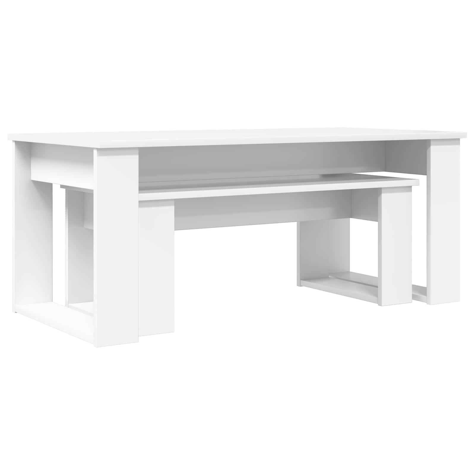 Coffee Table Set 2 pcs White Engineered Wood