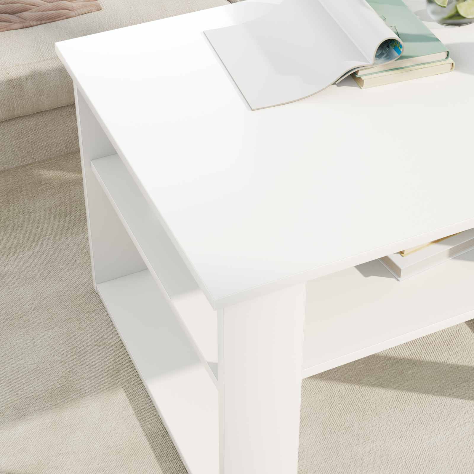 Coffee Table with Storage White 64 x 54 x 44 cm Engineered Wood
