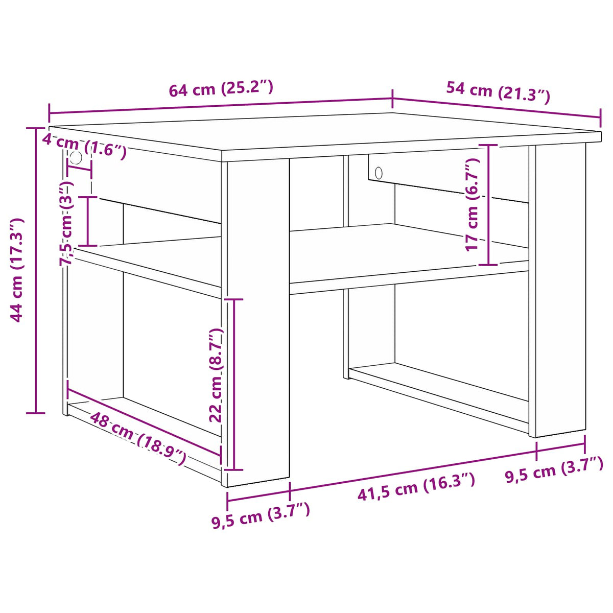 Coffee Table with Storage White 64 x 54 x 44 cm Engineered Wood