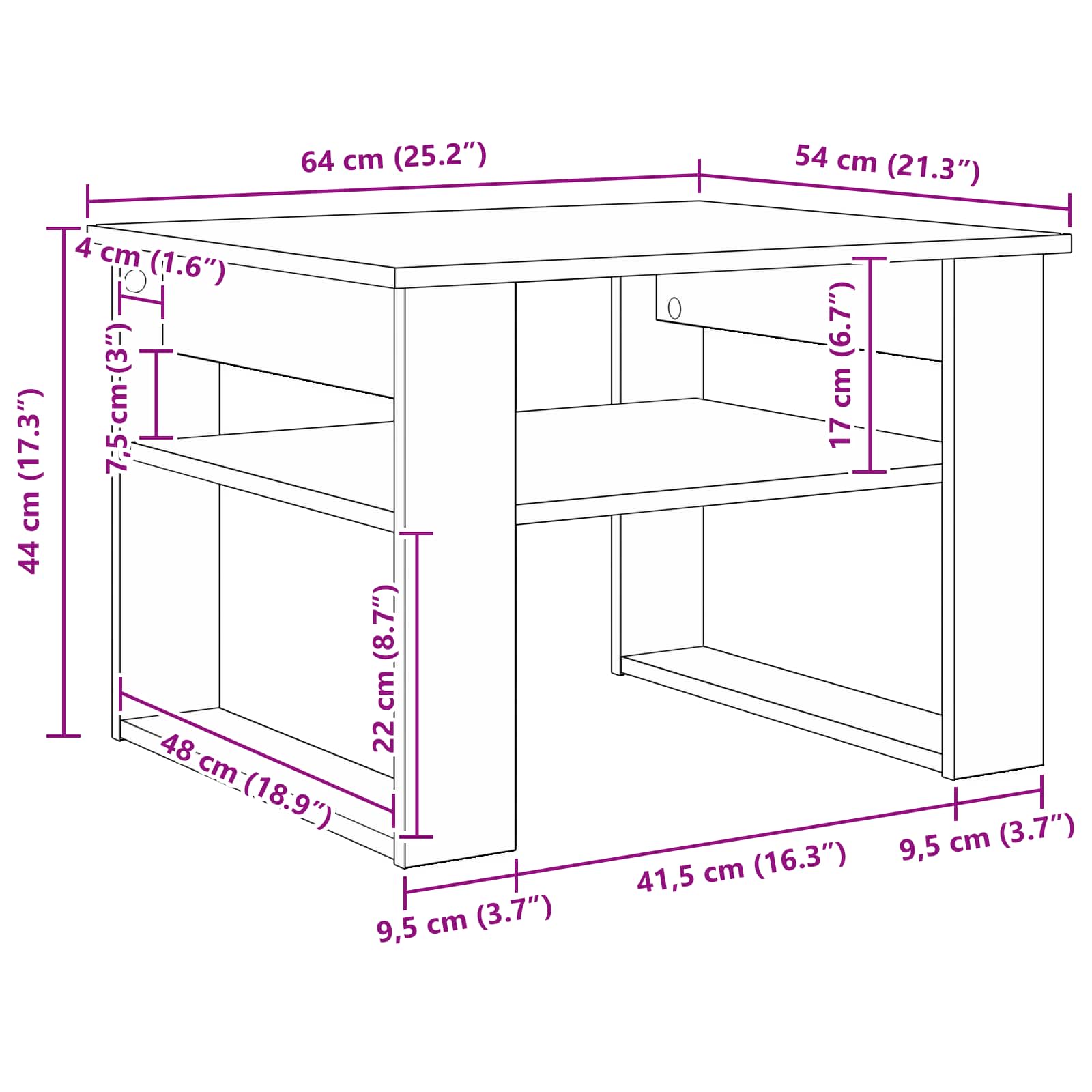 Coffee Table with Storage White 64 x 54 x 44 cm Engineered Wood