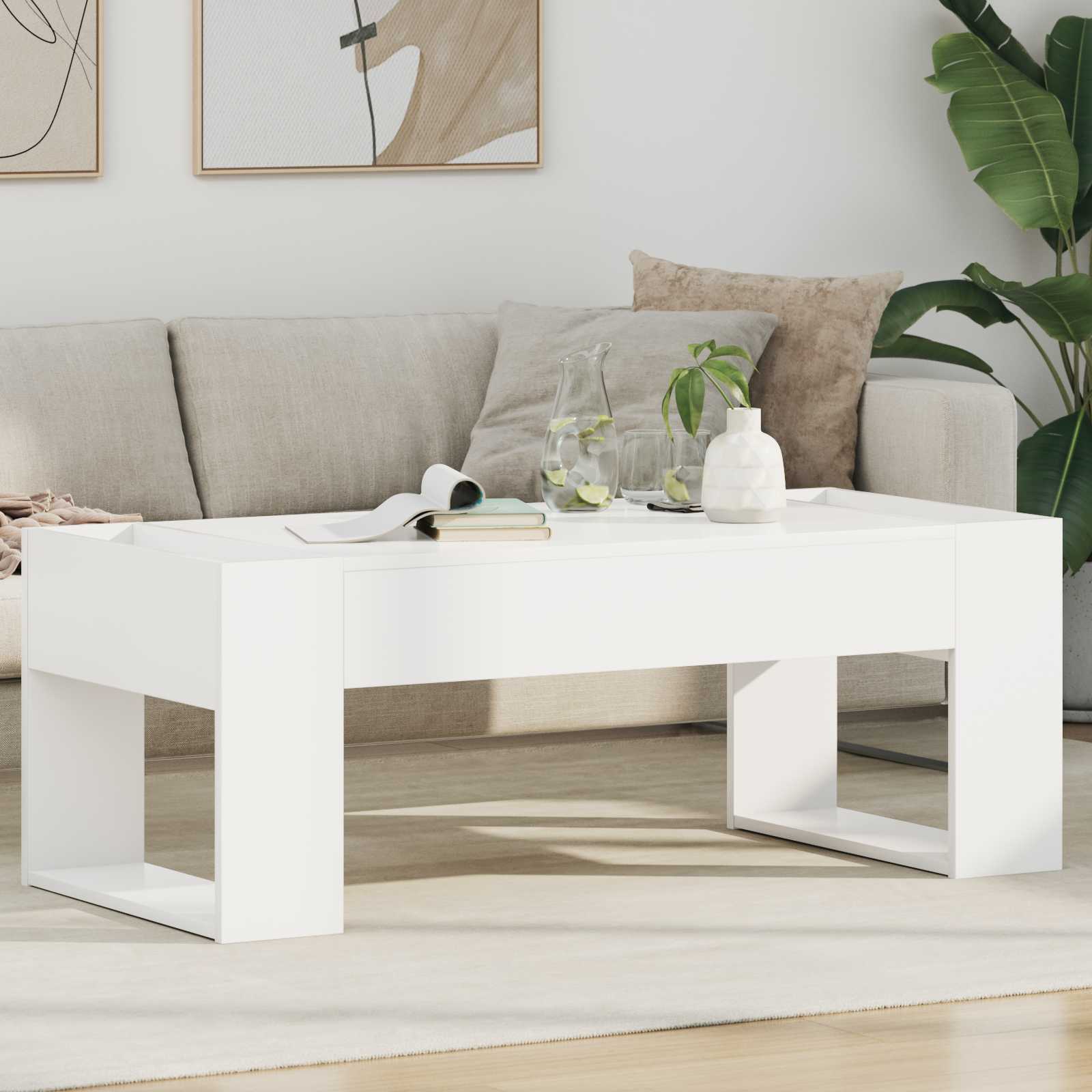 Coffee Table White 110 x 50 x 41 cm Engineered Wood