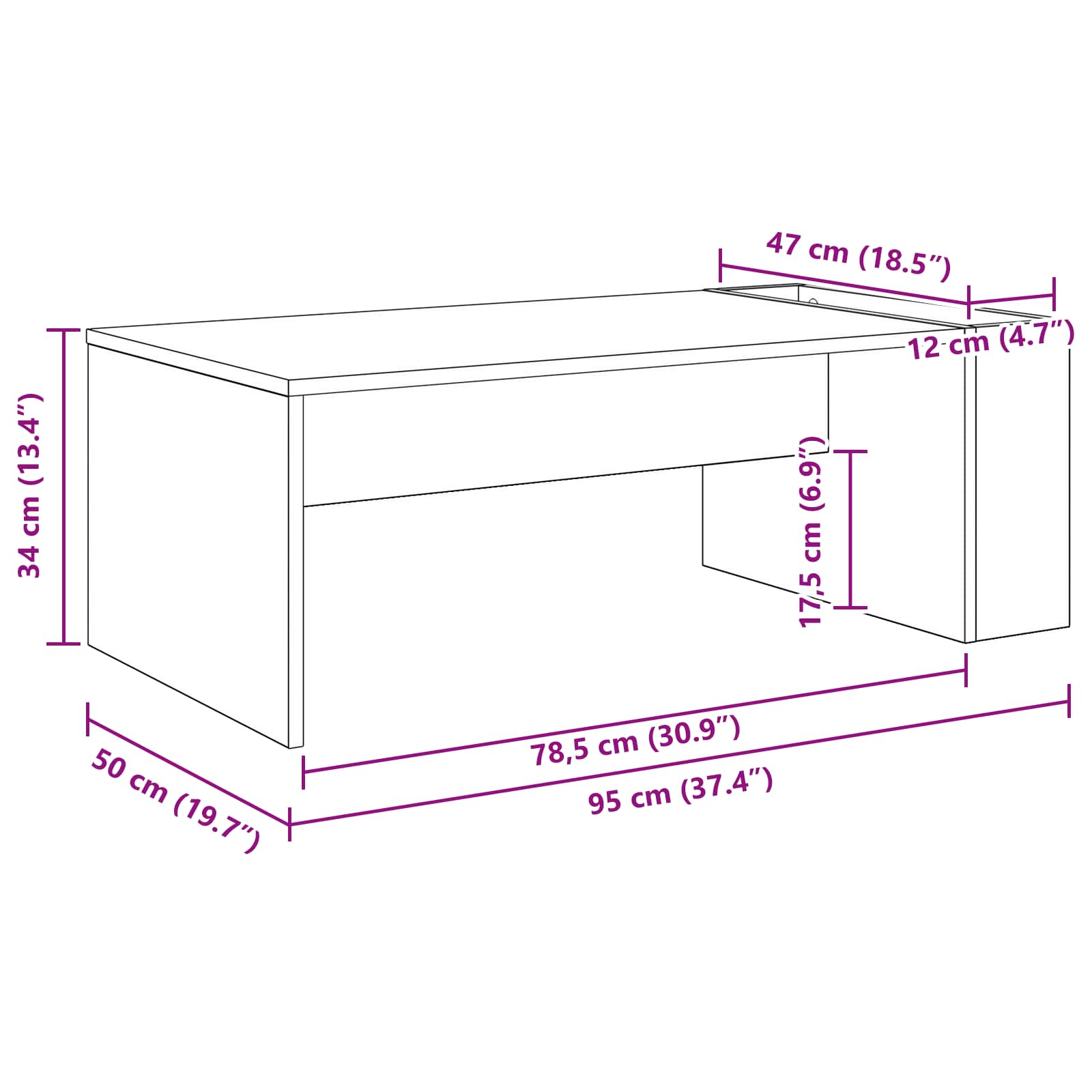 Coffee Table White 95 x 50 x 34 cm Engineered Wood