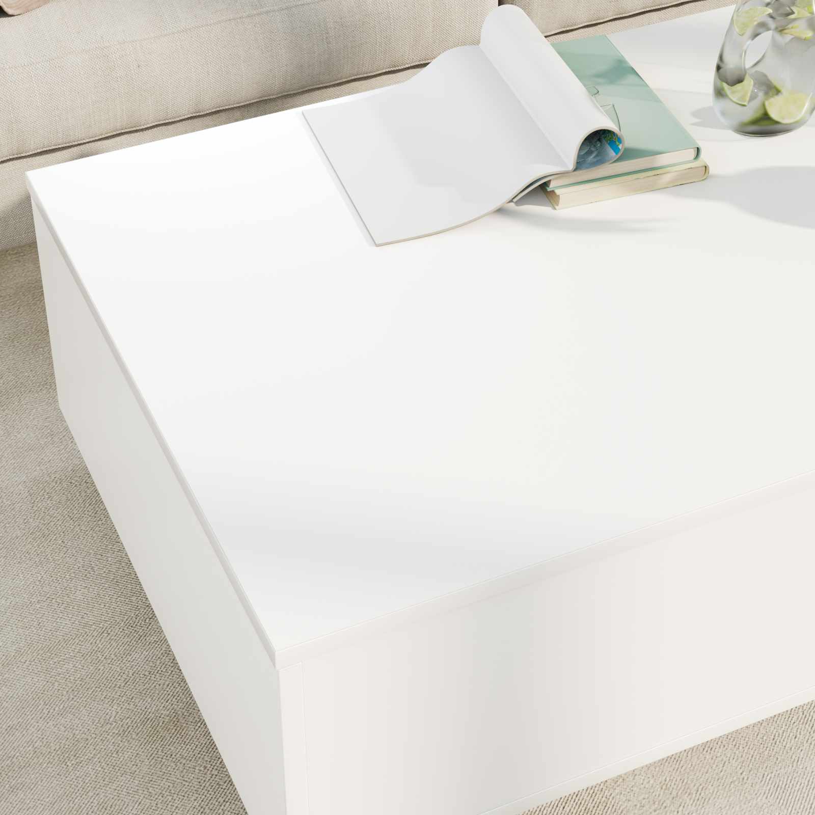 Coffee Table with Drawer White 95 x 55 x 31 cm Engineered Wood