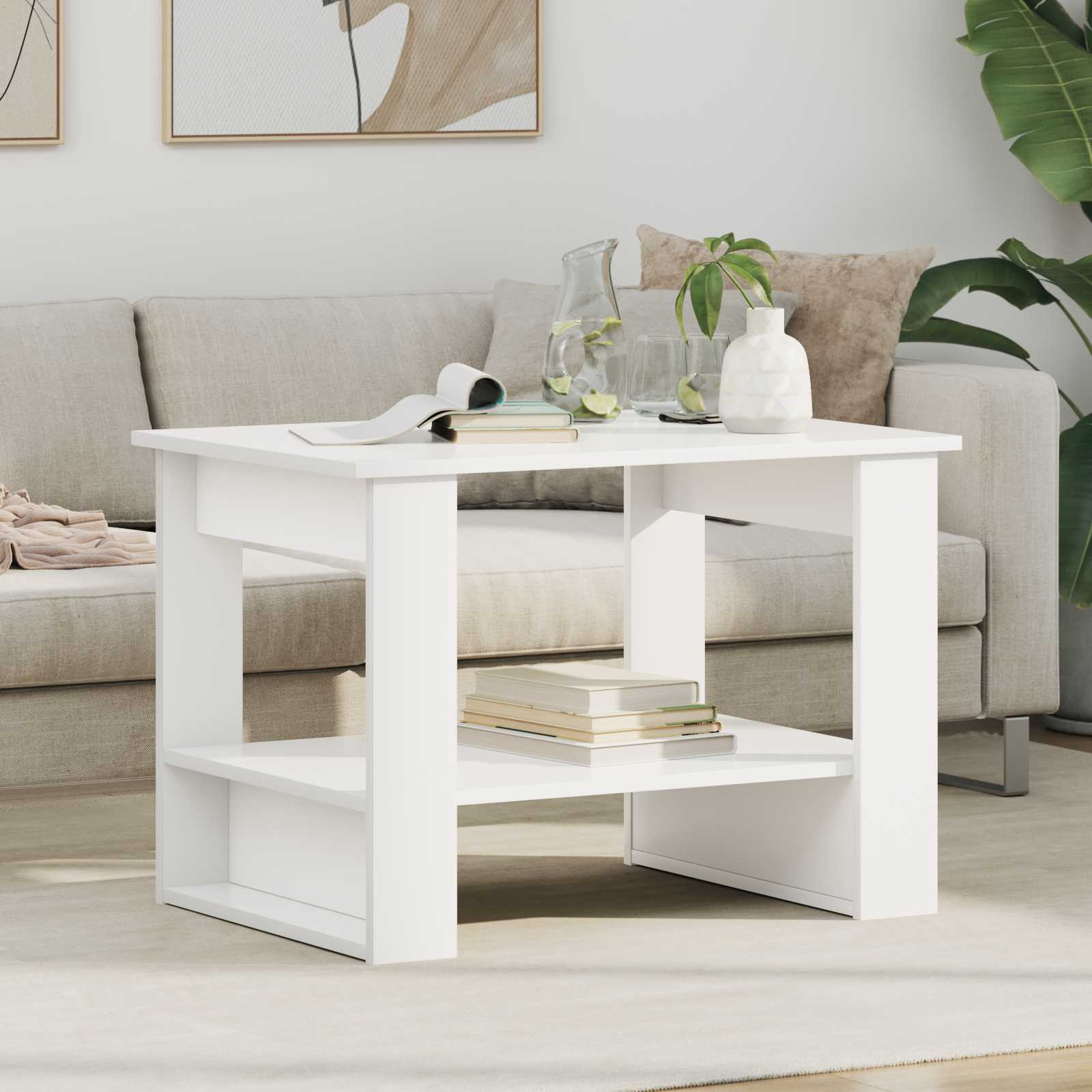Coffee Table White 72 x 50 x 50 cm Engineered Wood
