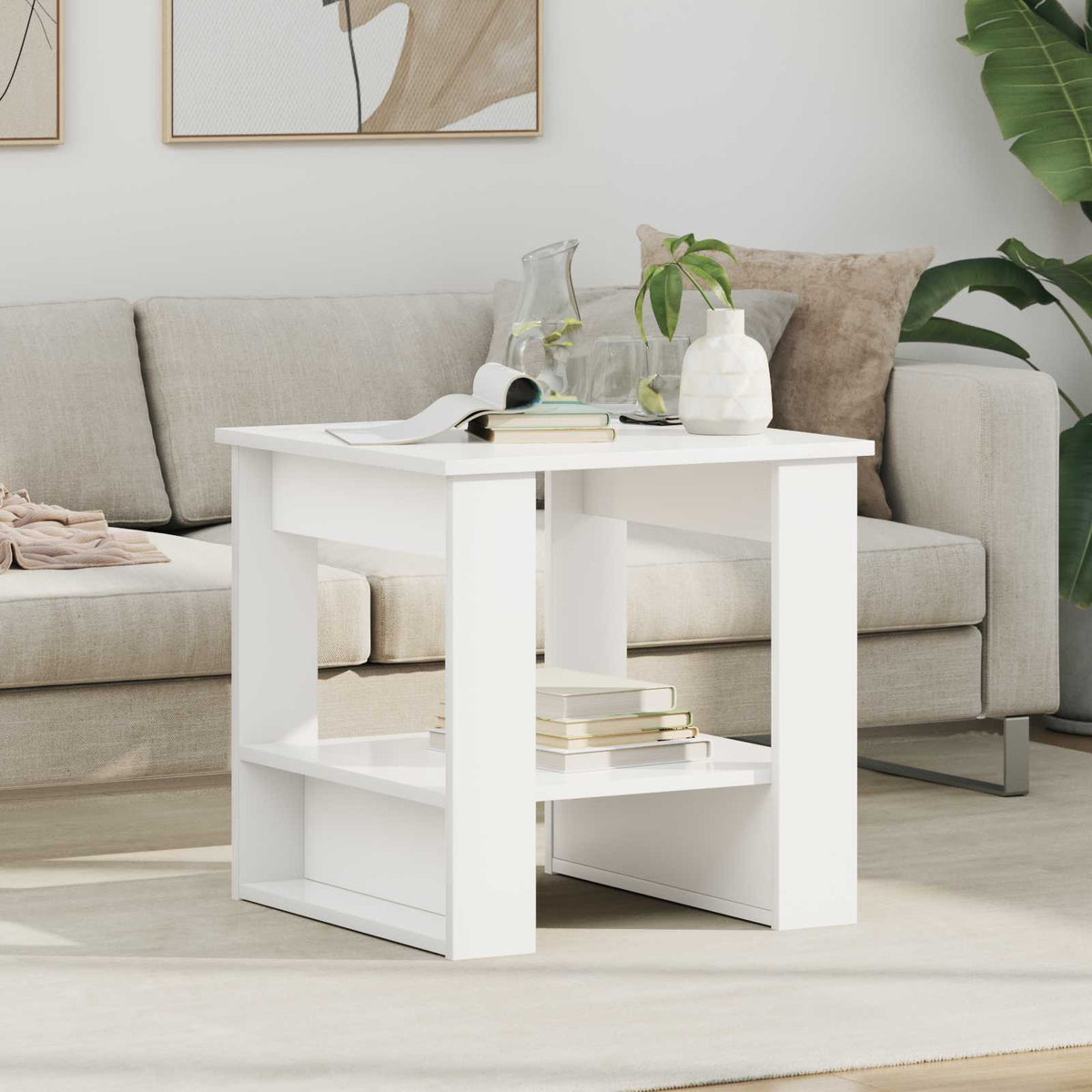 Coffee Table White 51 x 50 x 50 cm Engineered Wood