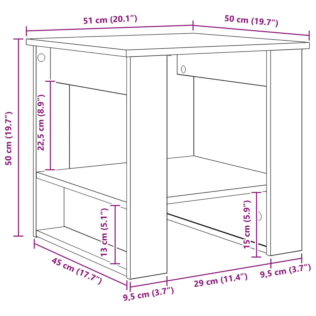 Coffee Table White 51 x 50 x 50 cm Engineered Wood