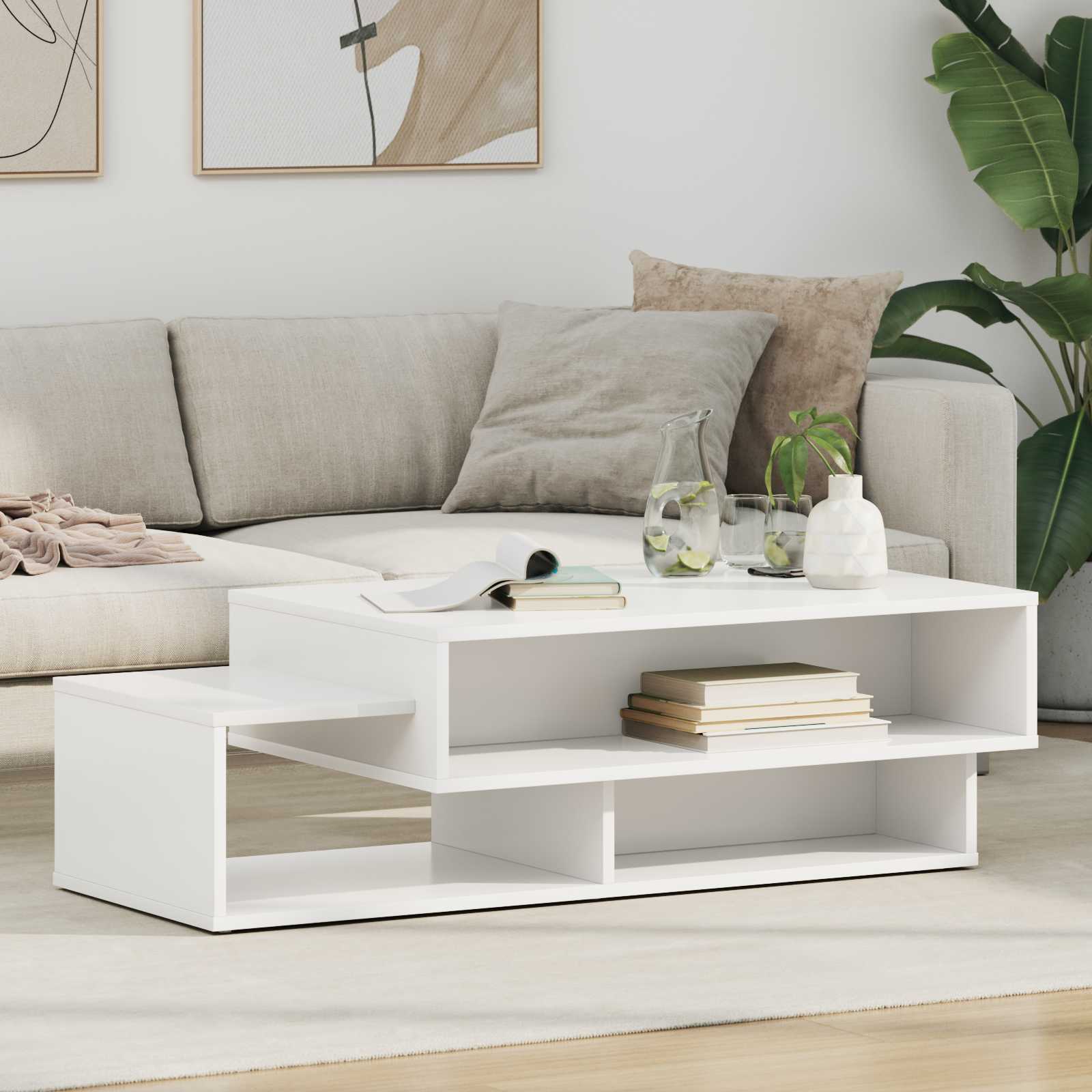 Coffee Table White 105 x 50 x 32.5 cm Engineered Wood