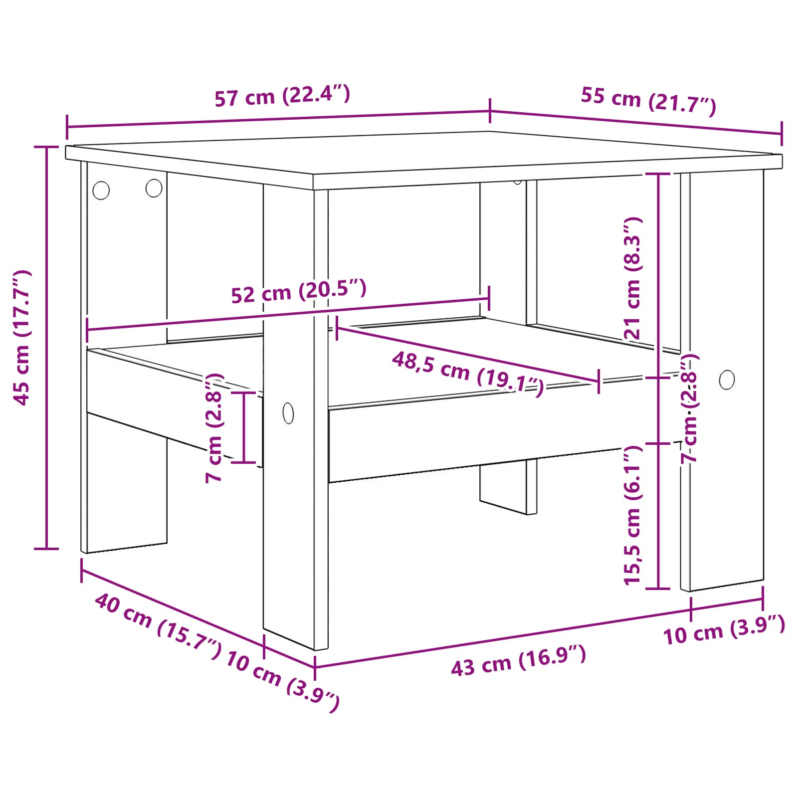 Coffee Table White 57 x 55 x 45 cm Engineered Wood