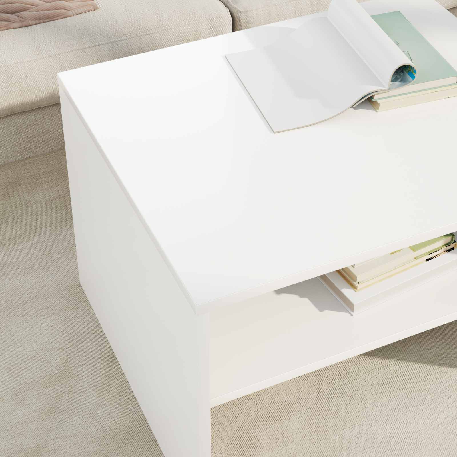 Coffee Table White 60 x 50 x 40 cm Engineered Wood