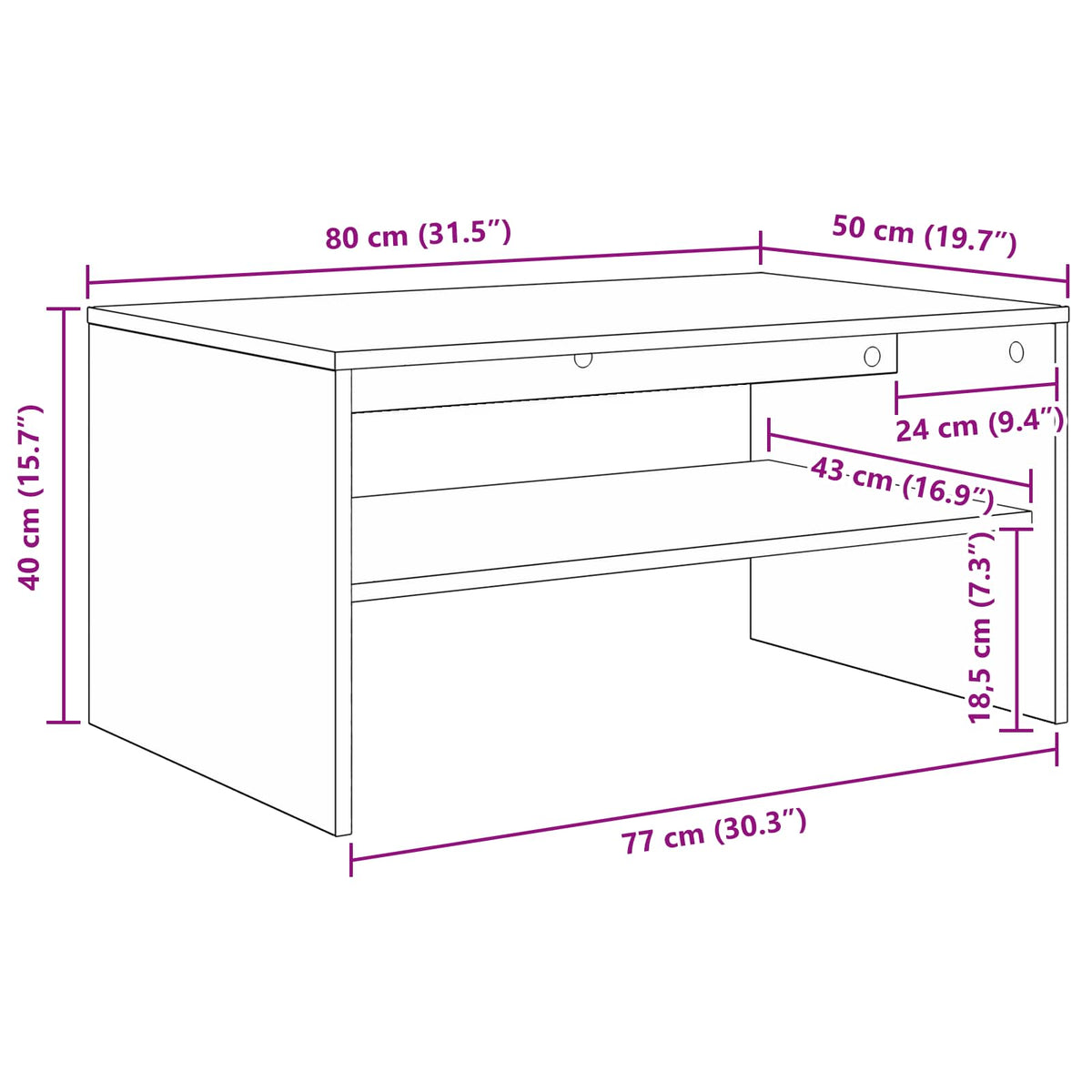 Coffee Table White 80 x 50 x 40 cm Engineered Wood