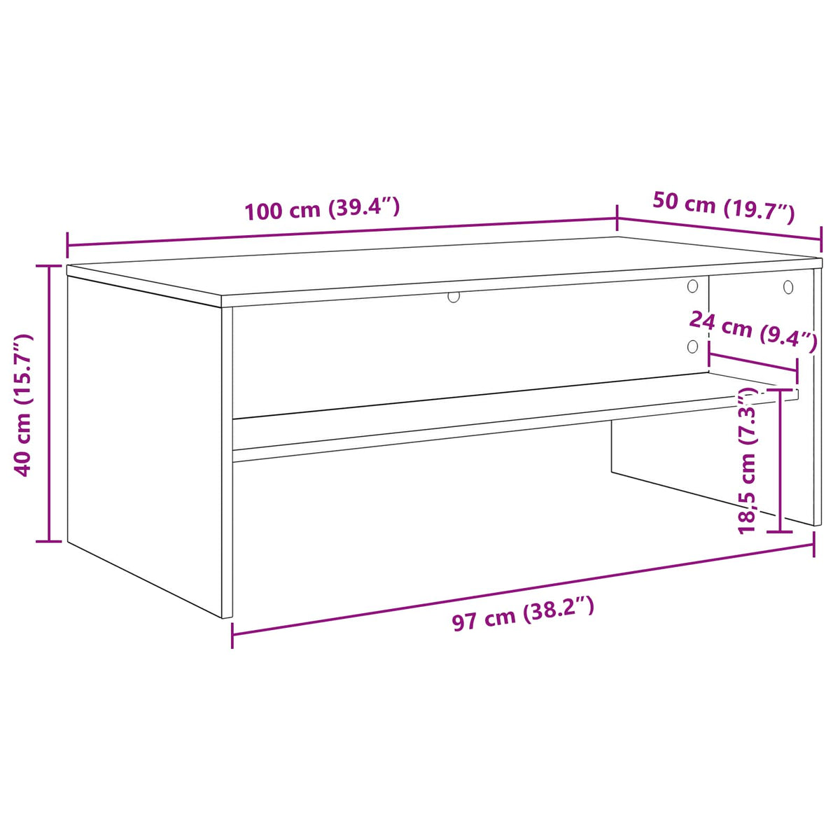 Coffee Table White 100 x 50 x 40 cm Engineered Wood
