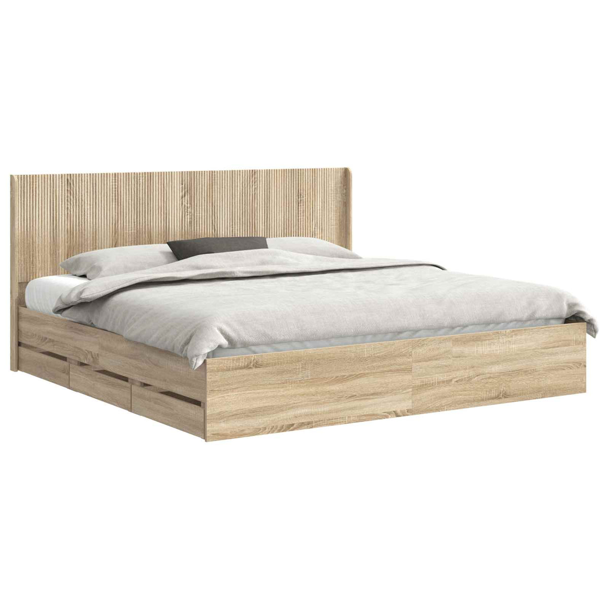 Bed Frame with Storage and Headboard Sonoma Oak 180 x 200 cm