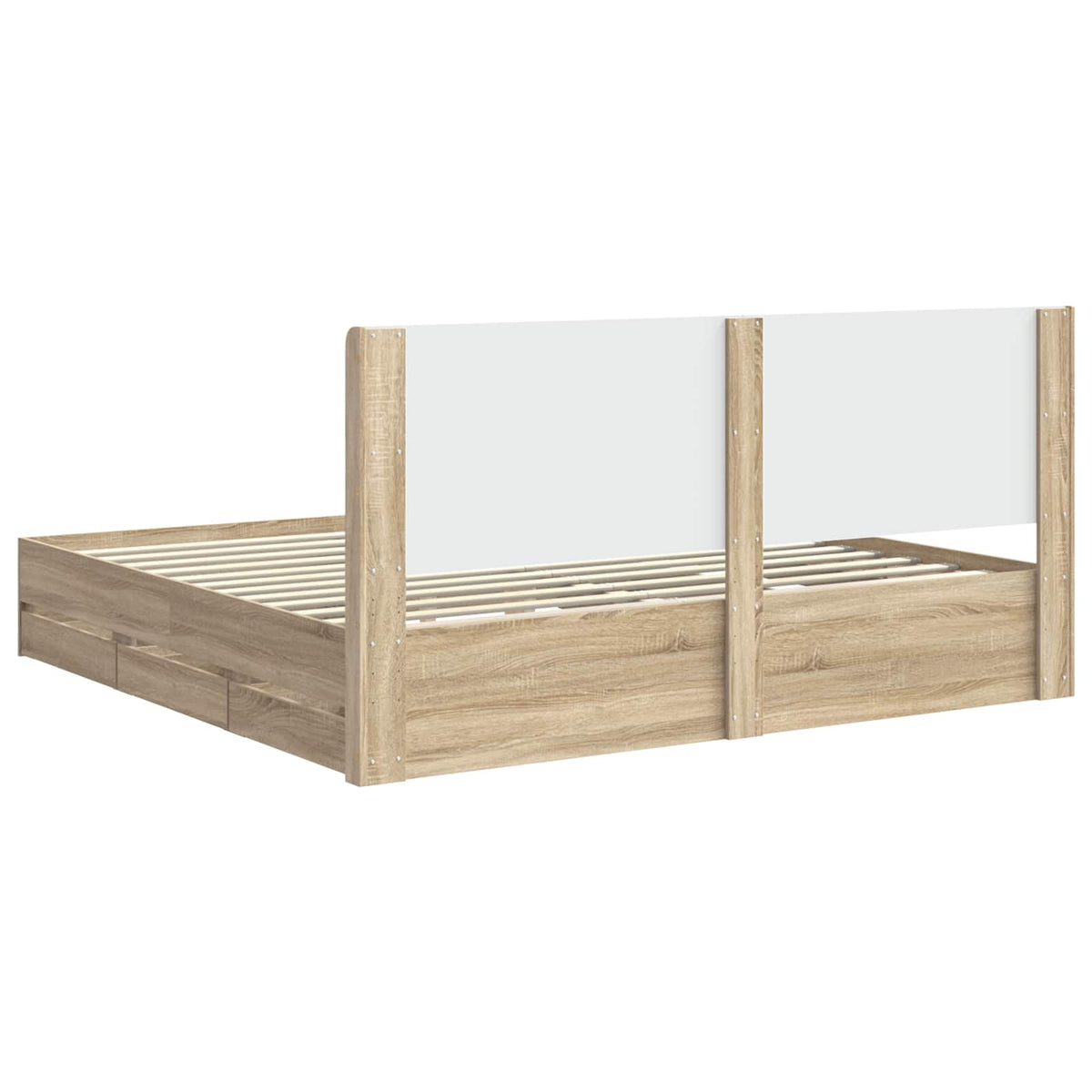Bed Frame with Storage and Headboard Sonoma Oak 180 x 200 cm