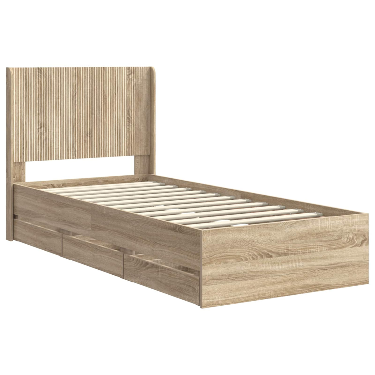 Bed Frame with Storage and Headboard Sonoma Oak 90 x 190 cm