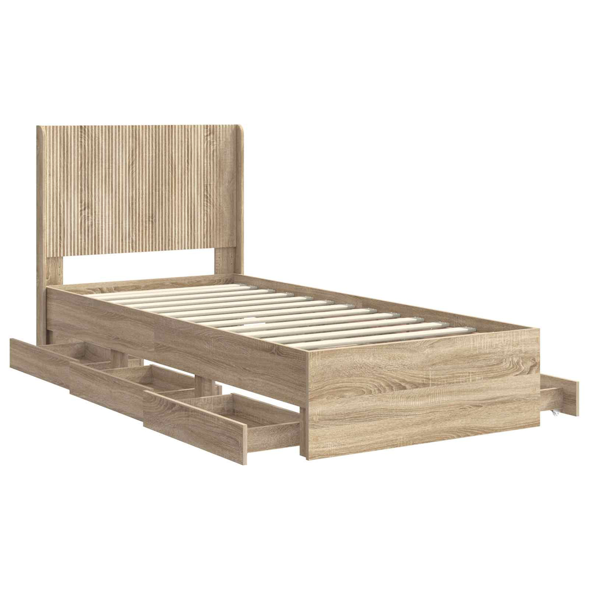 Bed Frame with Storage and Headboard Sonoma Oak 90 x 190 cm