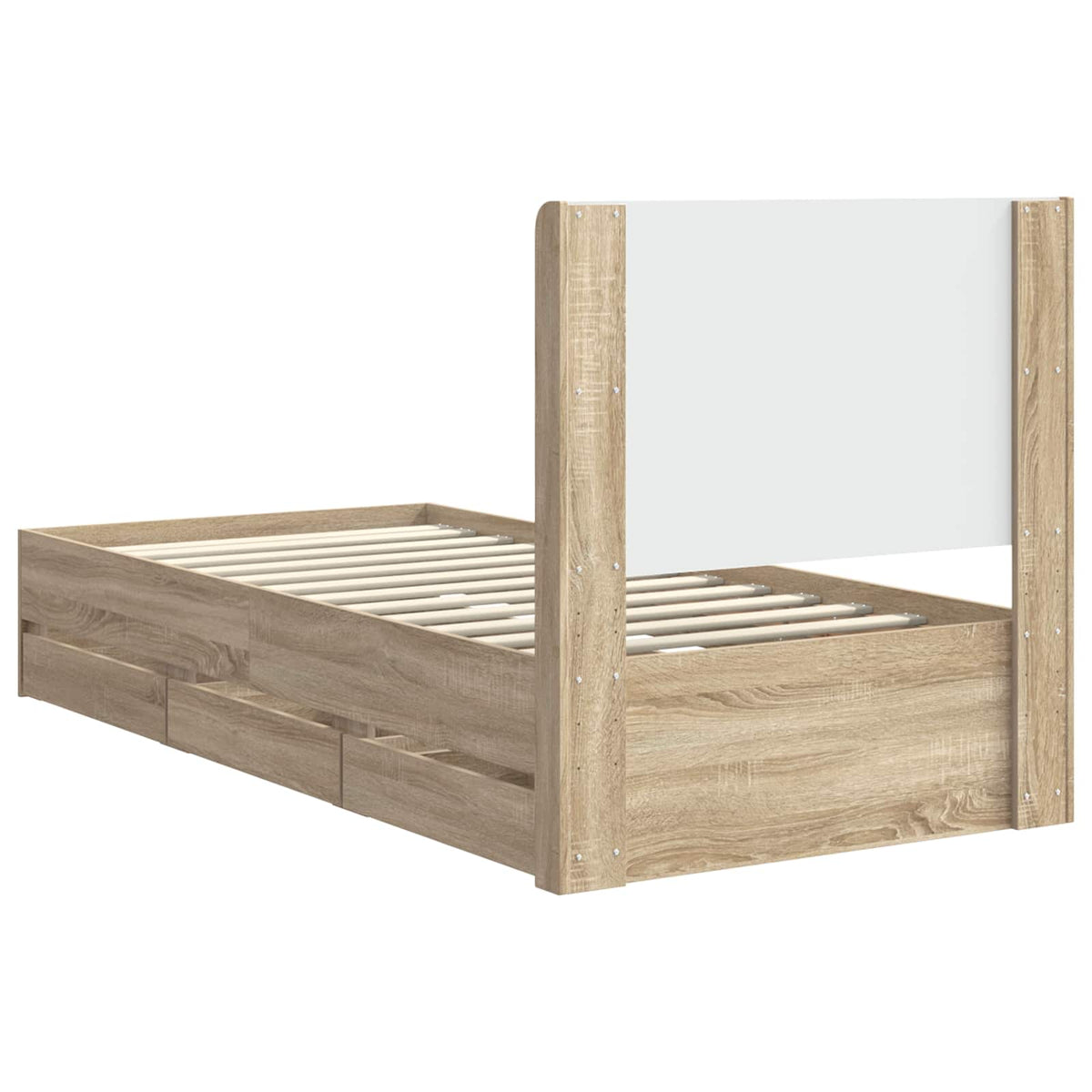 Bed Frame with Storage and Headboard Sonoma Oak 90 x 190 cm