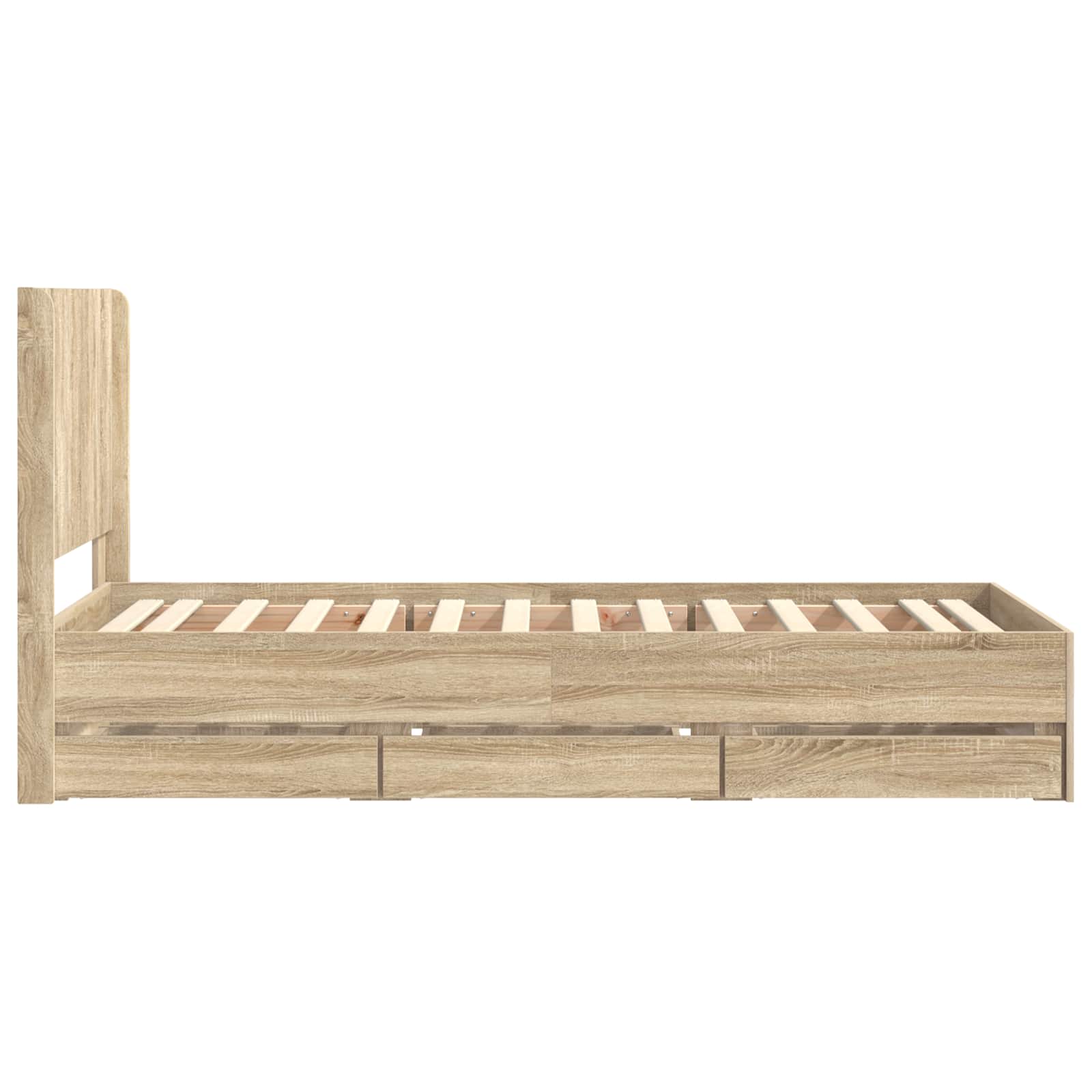 Bed Frame with Storage and Headboard Sonoma Oak 90 x 190 cm