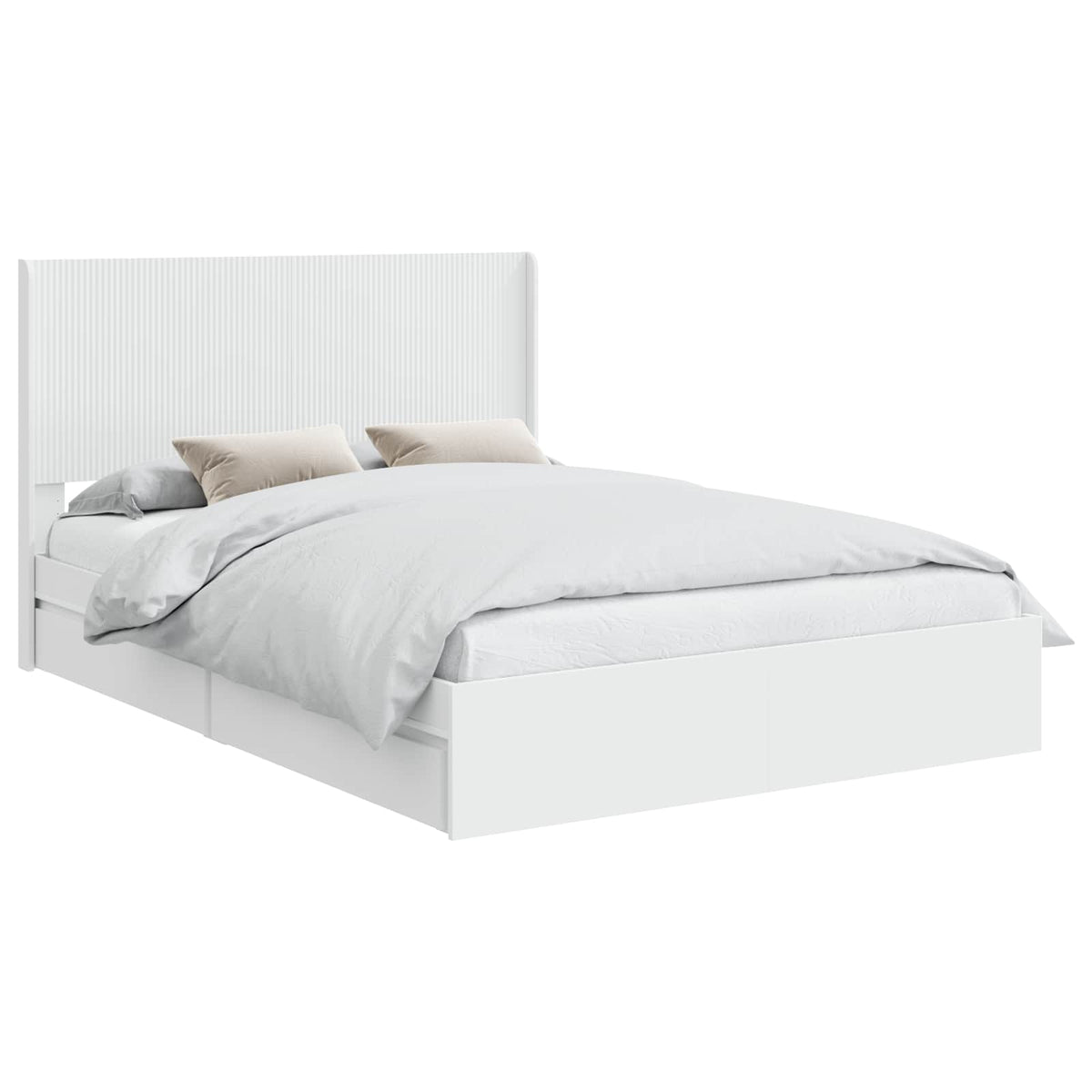 Bed Frame with Storage and Headboard White 150 x 200 cm