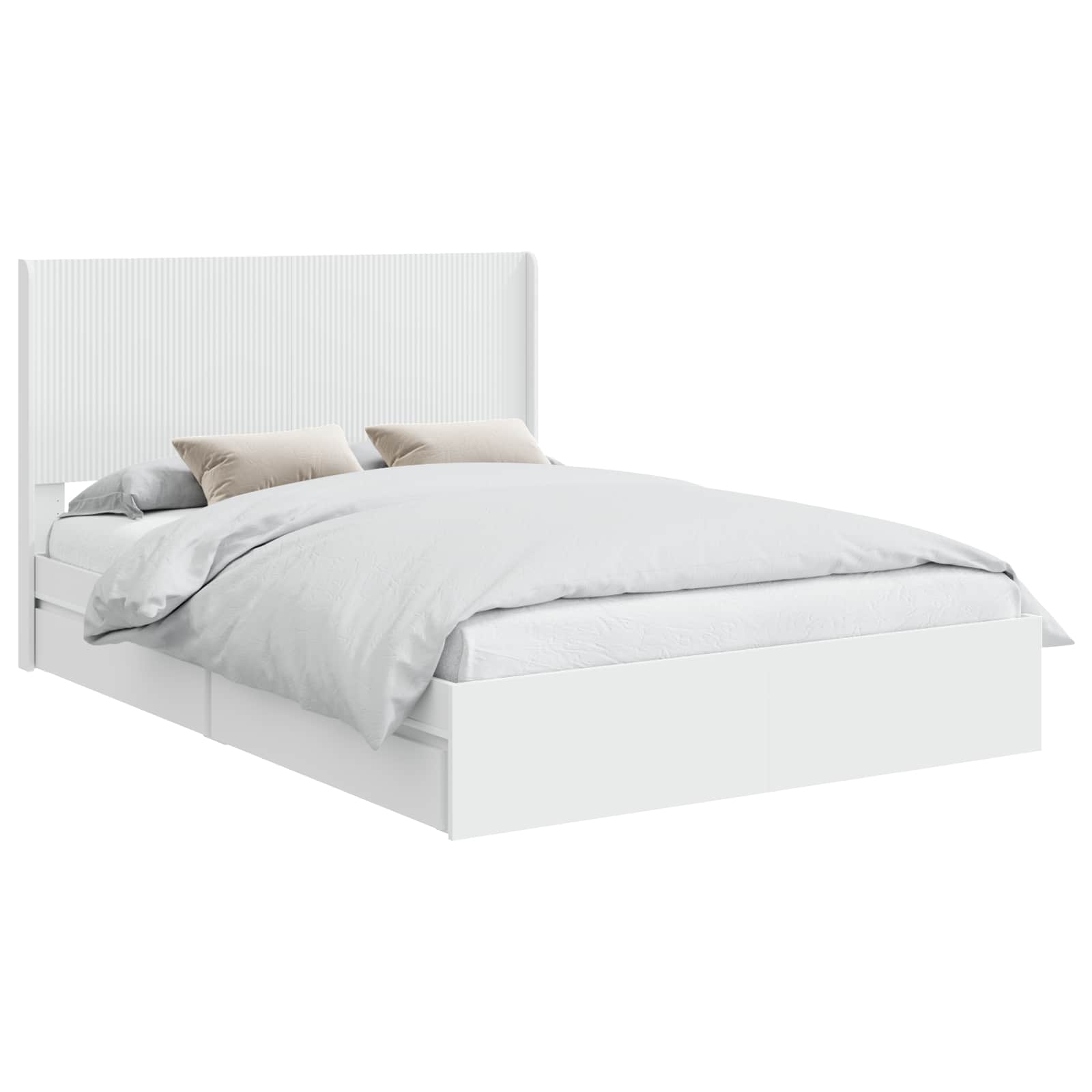 Bed Frame with Storage and Headboard White 150 x 200 cm