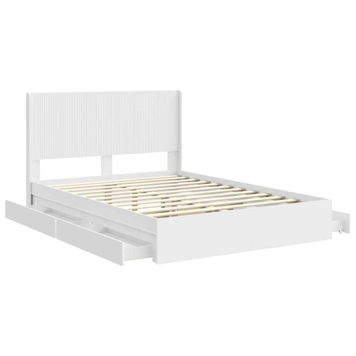 Bed Frame with Storage and Headboard White 150 x 200 cm