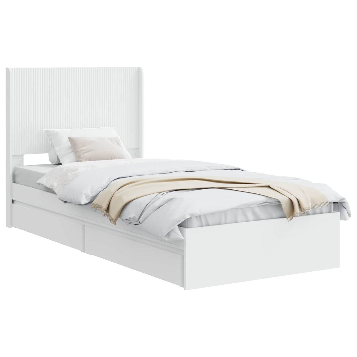 Bed Frame with Storage and Headboard White 90 x 190 cm