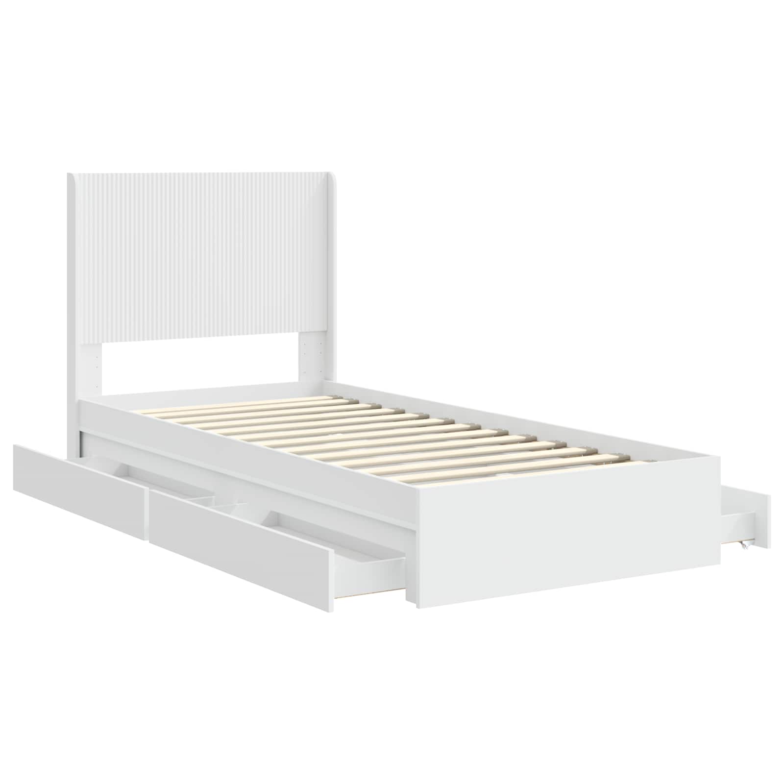 Bed Frame with Storage and Headboard White 90 x 190 cm