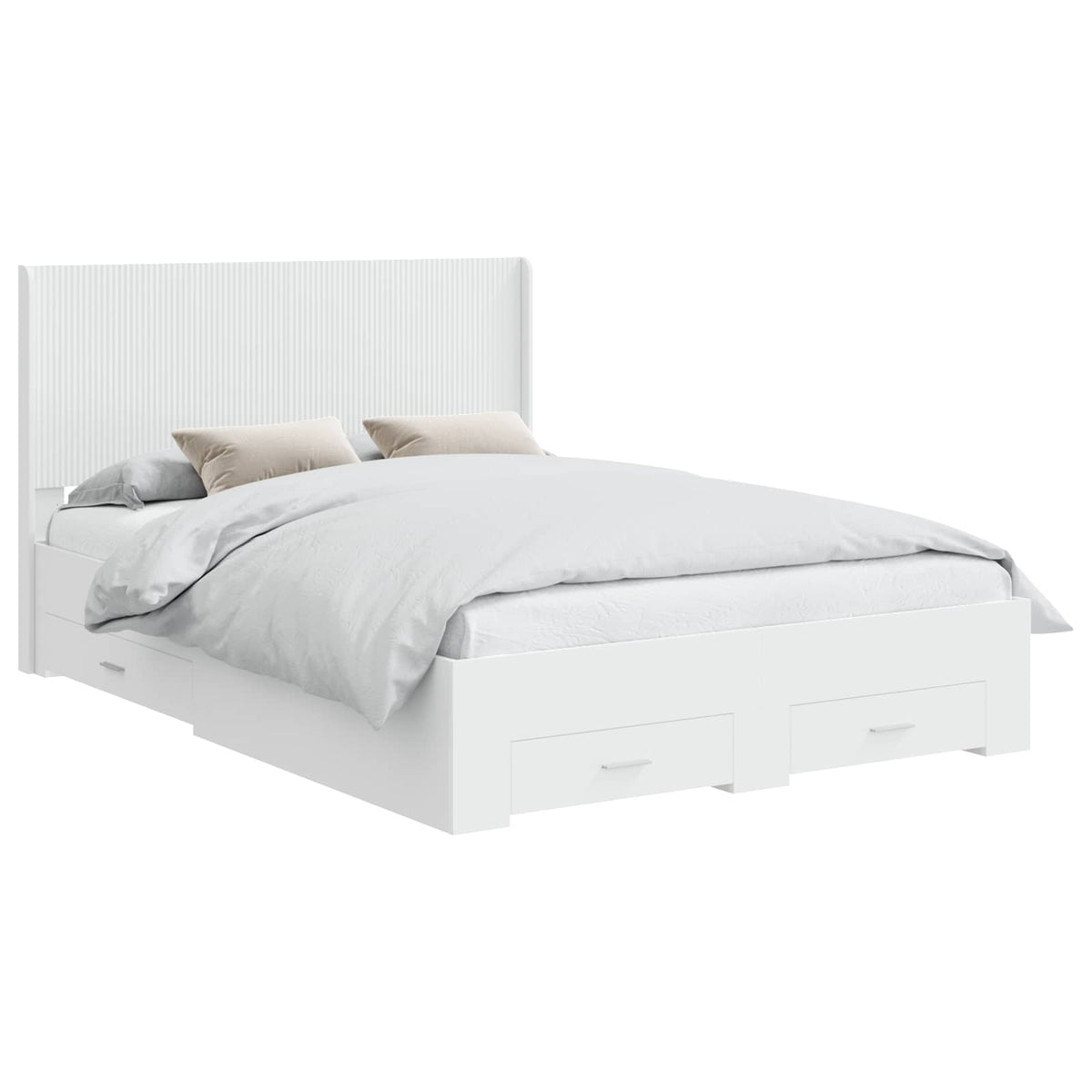 Bed Frame with Storage and Headboard White 150 x 200 cm