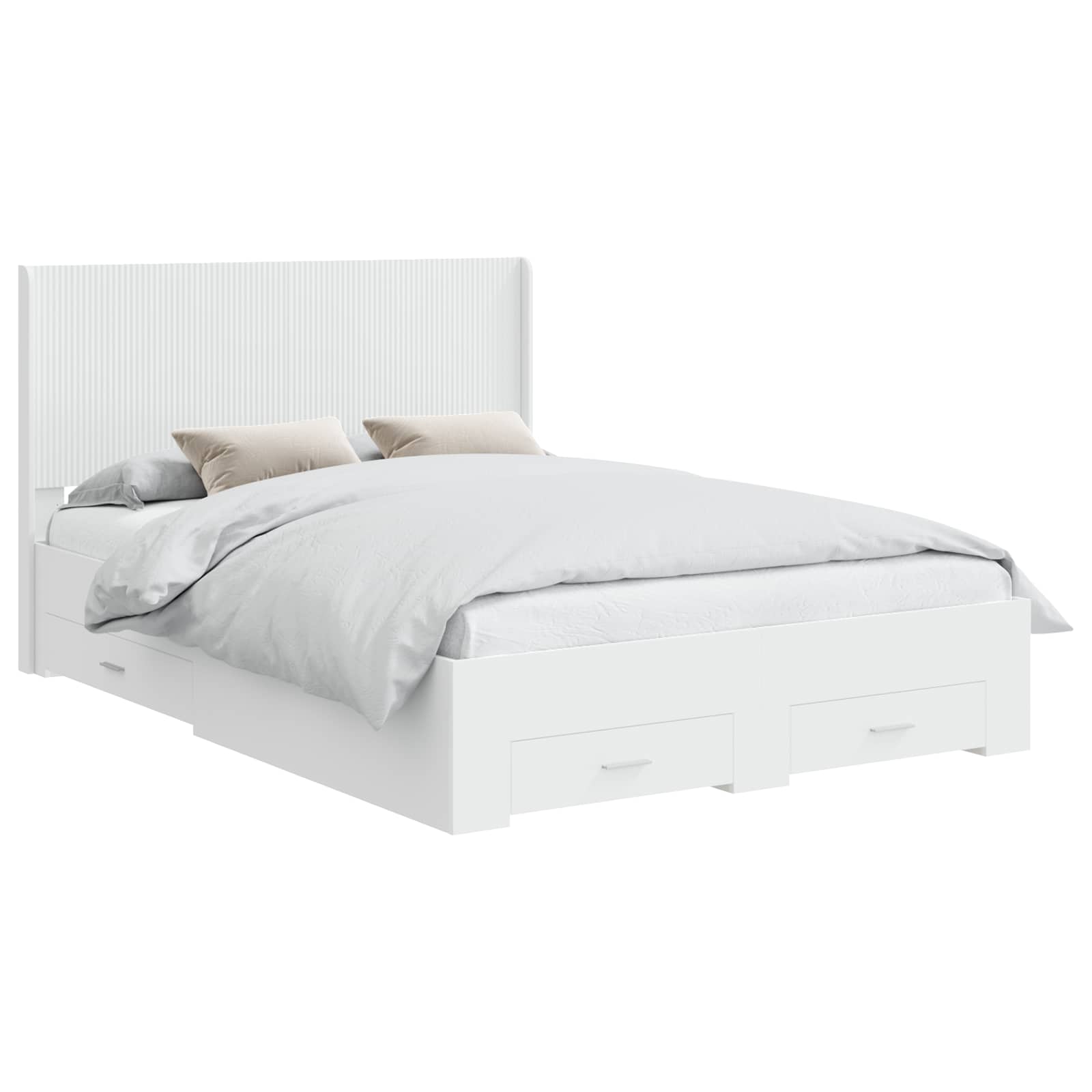 Bed Frame with Storage and Headboard White 150 x 200 cm