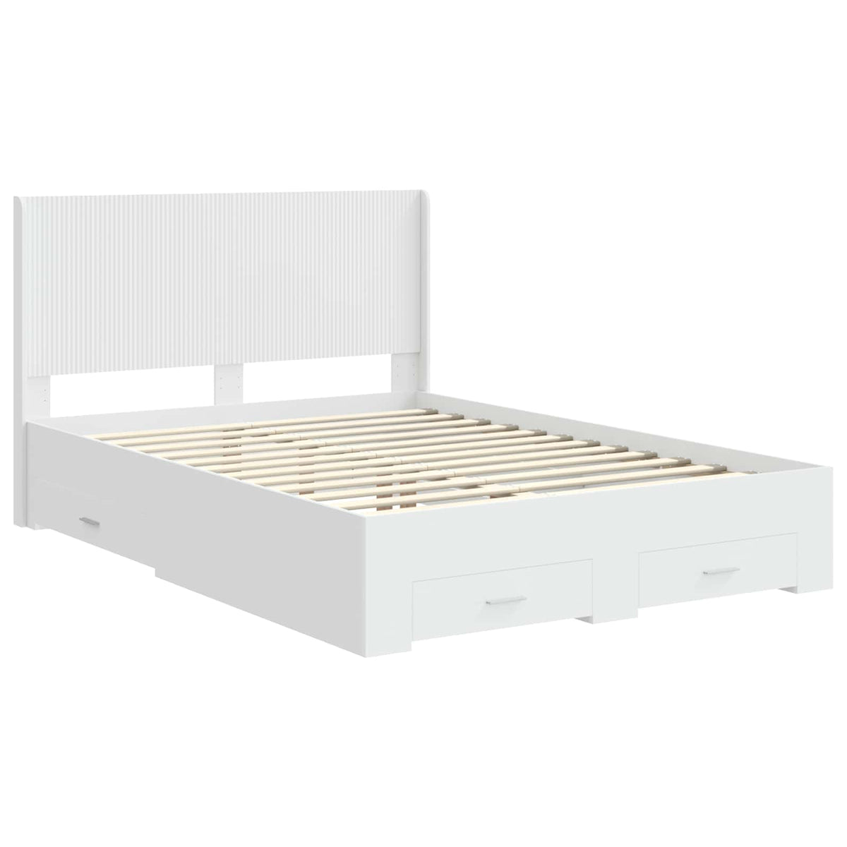 Bed Frame with Storage and Headboard White 150 x 200 cm