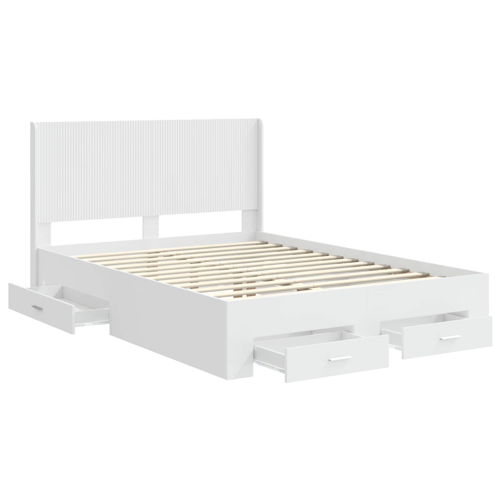 Bed Frame with Storage and Headboard White 150 x 200 cm