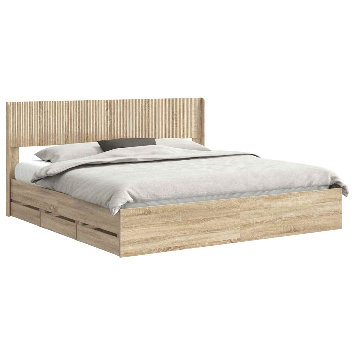 Bed Frame with Storage and Headboard Sonoma Oak 180 x 200 cm