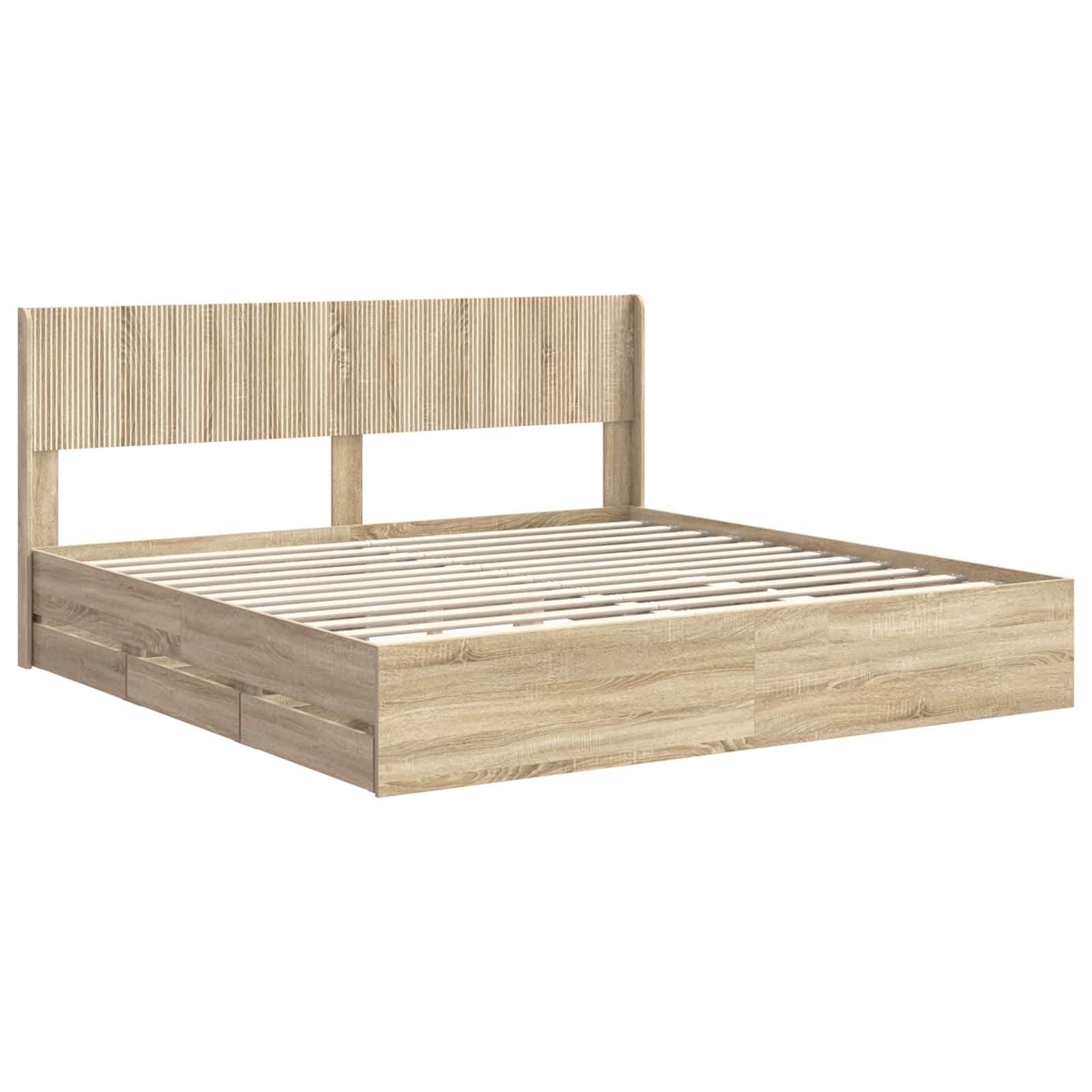 Bed Frame with Storage and Headboard Sonoma Oak 180 x 200 cm