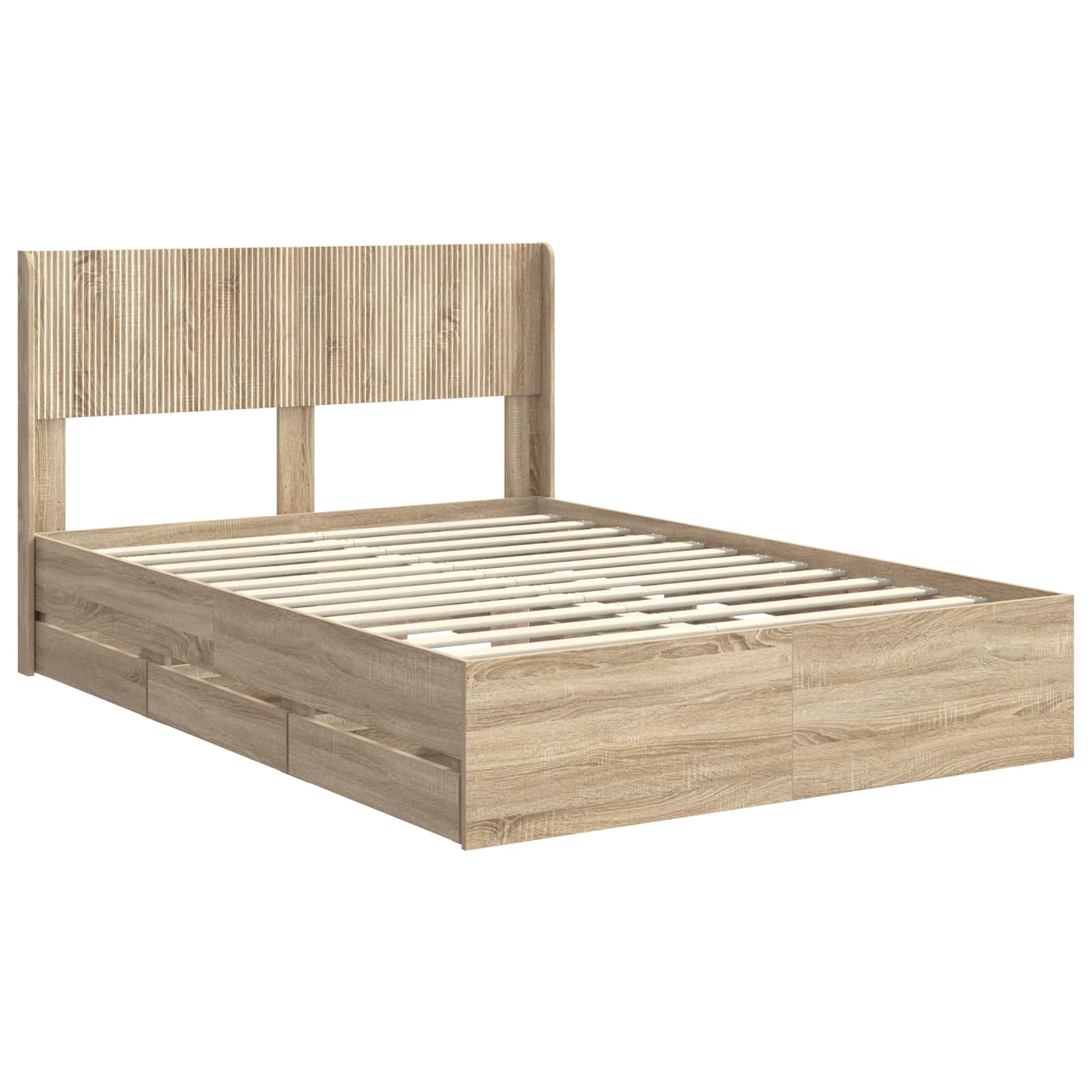 Bed Frame with Storage and Headboard Sonoma Oak 150 x 200 cm