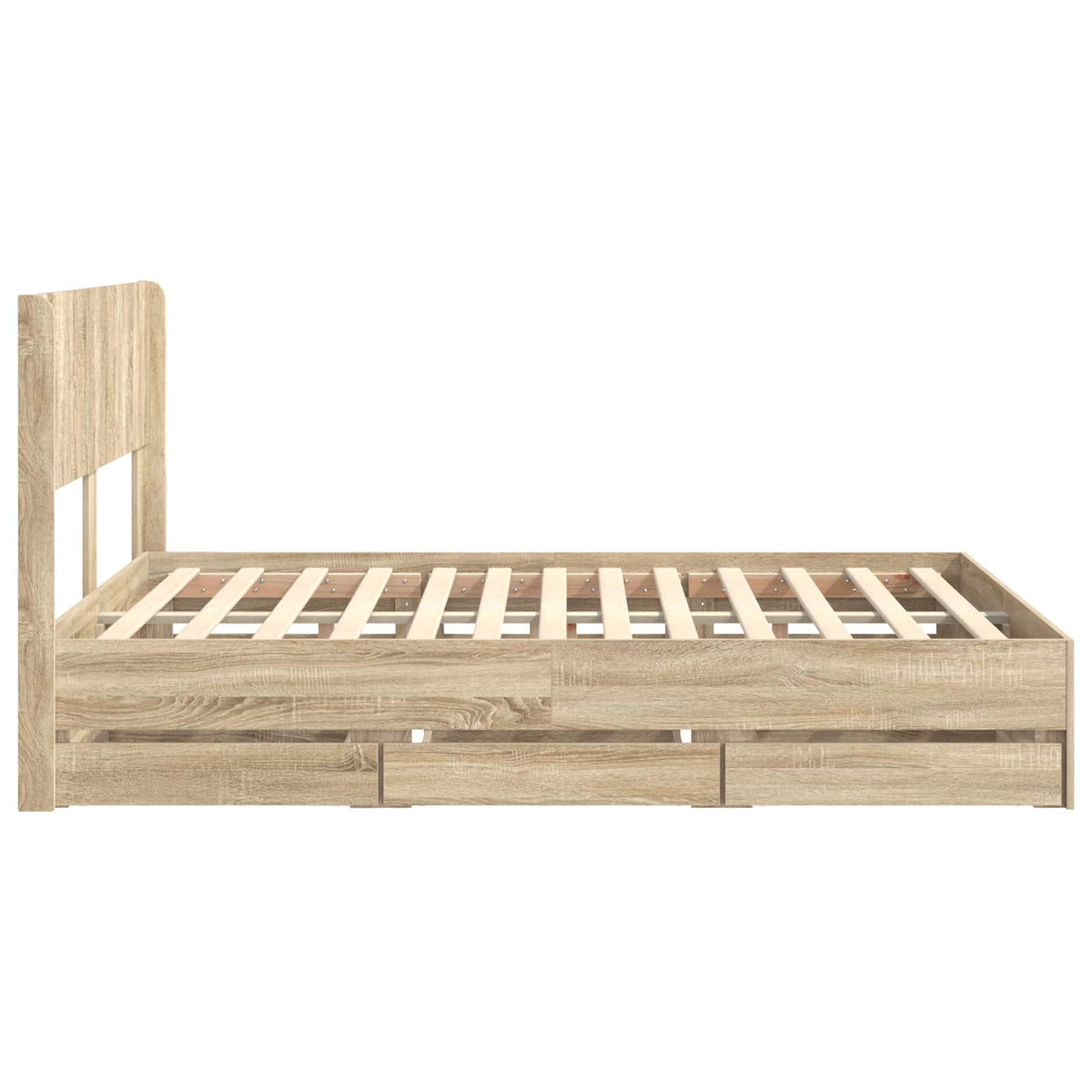 Bed Frame with Storage and Headboard Sonoma Oak 135 x 190 cm