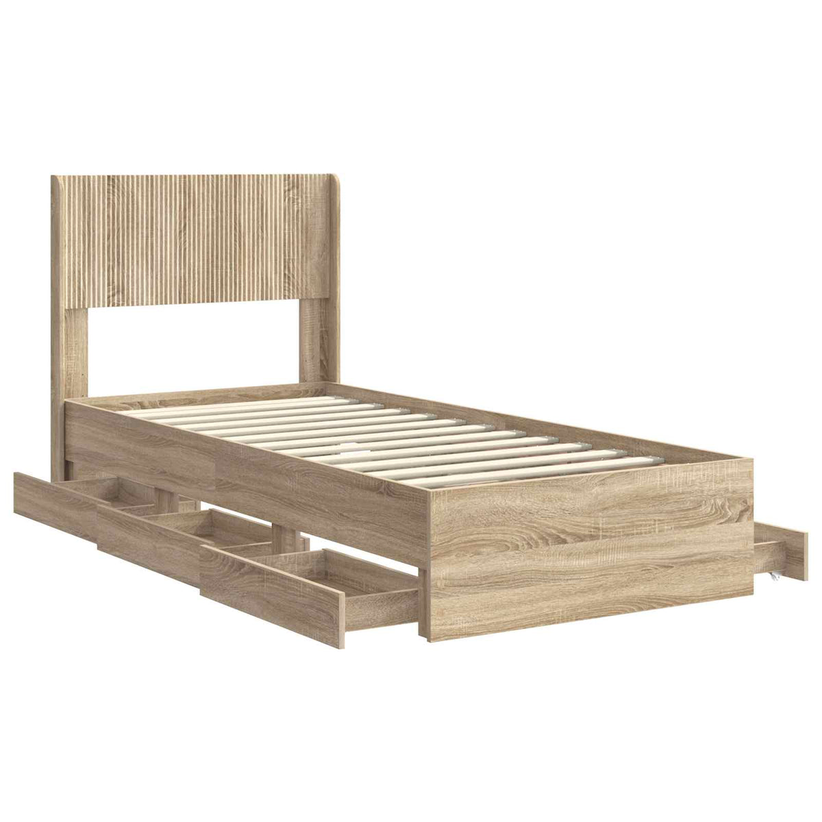 Bed Frame with Storage and Headboard Sonoma Oak 90 x 190 cm