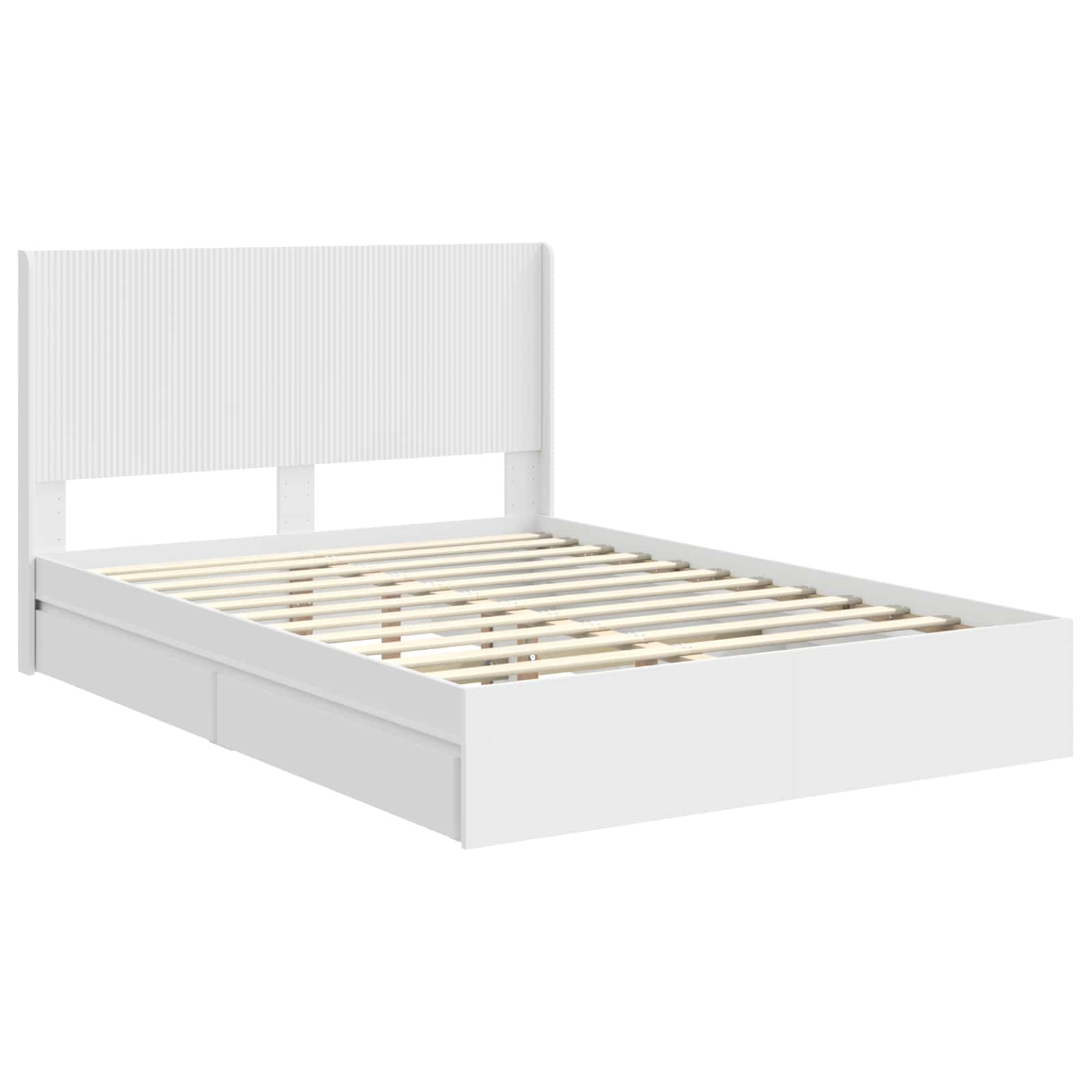 Bed Frame with Storage and Headboard White 150 x 200 cm