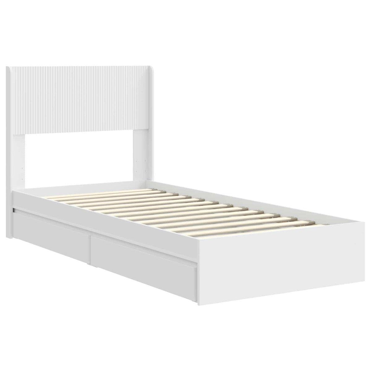 Bed Frame with Storage and Headboard White 90 x 190 cm