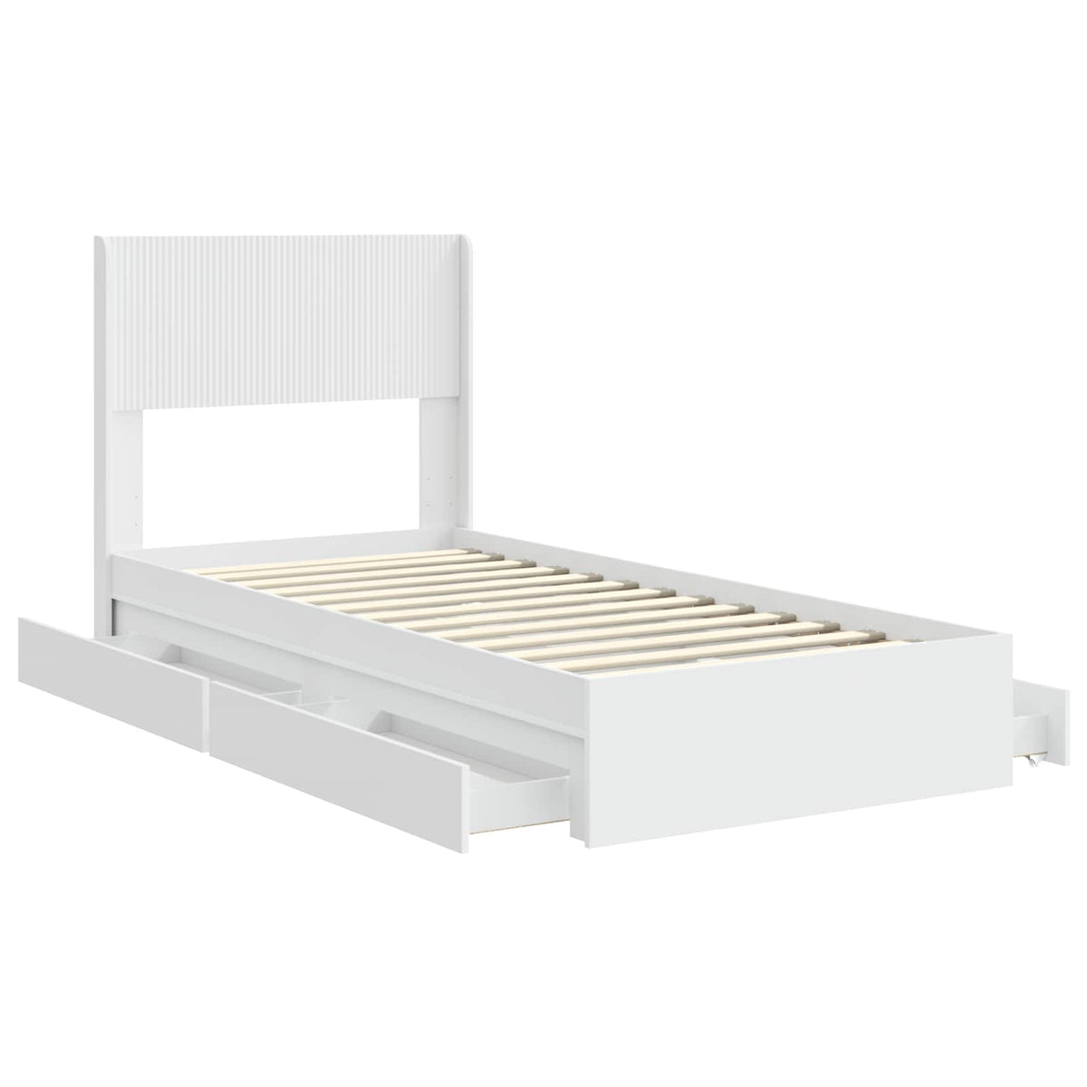 Bed Frame with Storage and Headboard White 90 x 190 cm